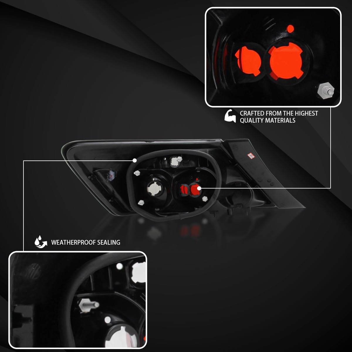 AUTOZENSATION Smoke Lens Glossy Black Tail Lights - Compatible with 2006-2011 Honda Civic Coupe 2 Door (Left & Right Pair Assembly) - Upgrade Your Car's Rear Style for Night Driving & Enhanced Visibility