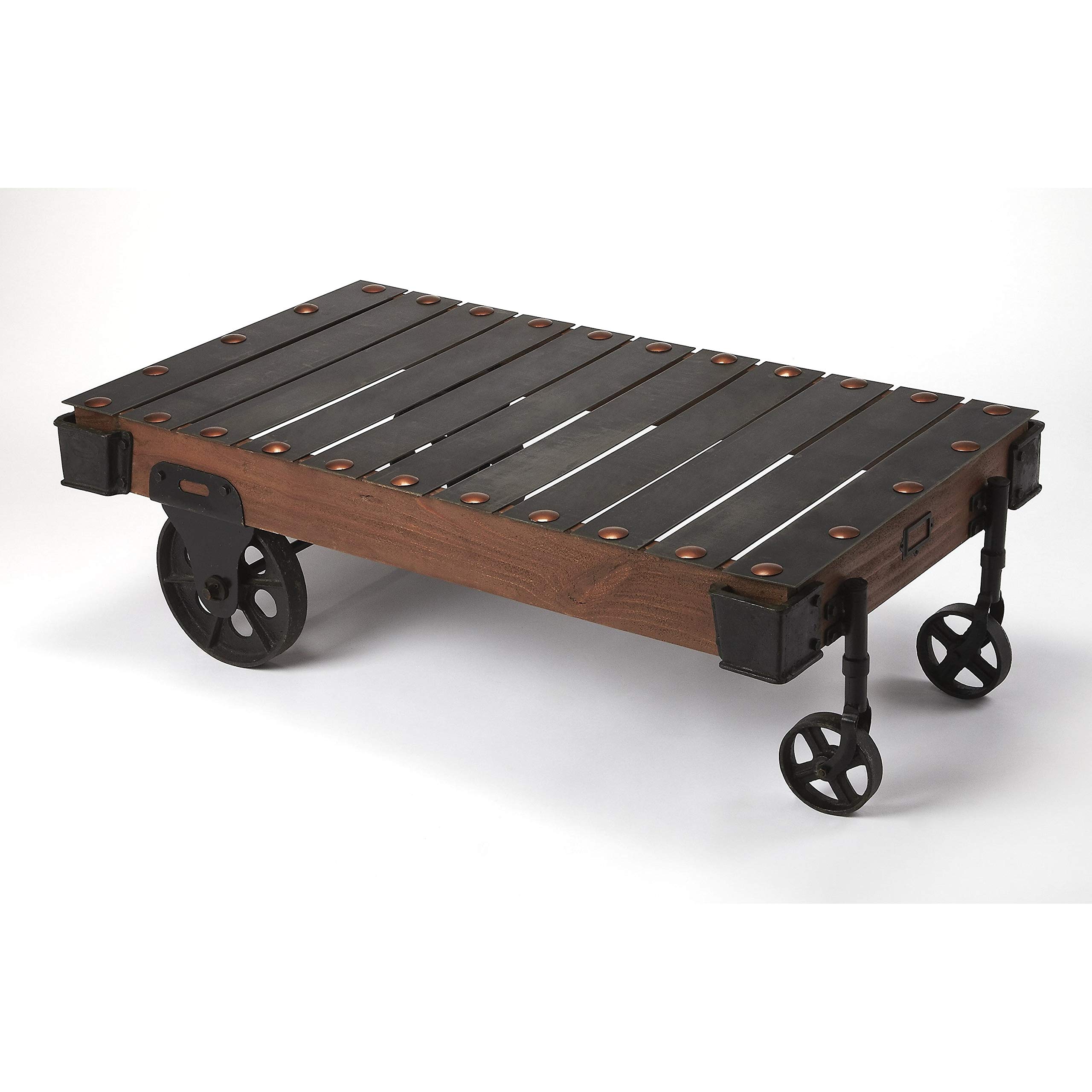 Industrial Chic Coffee Table - Grey Transitional Rectangle Iron & Wood Handmade Living Room Furniture for Modern Farmhouse & Urban Loft Decor