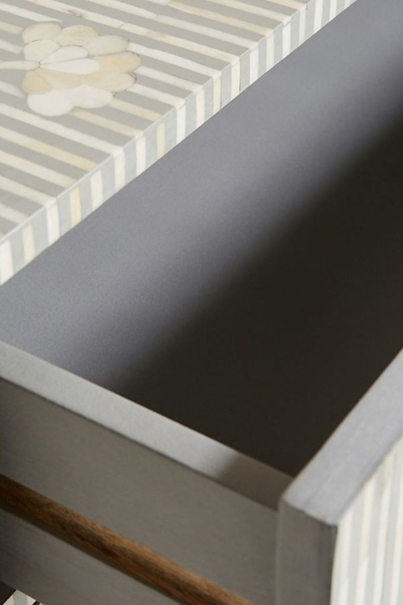 Handmade Floral Design 6-Drawer Chest | Gray Storage Unit for Bedroom, Living Room & Office Organization