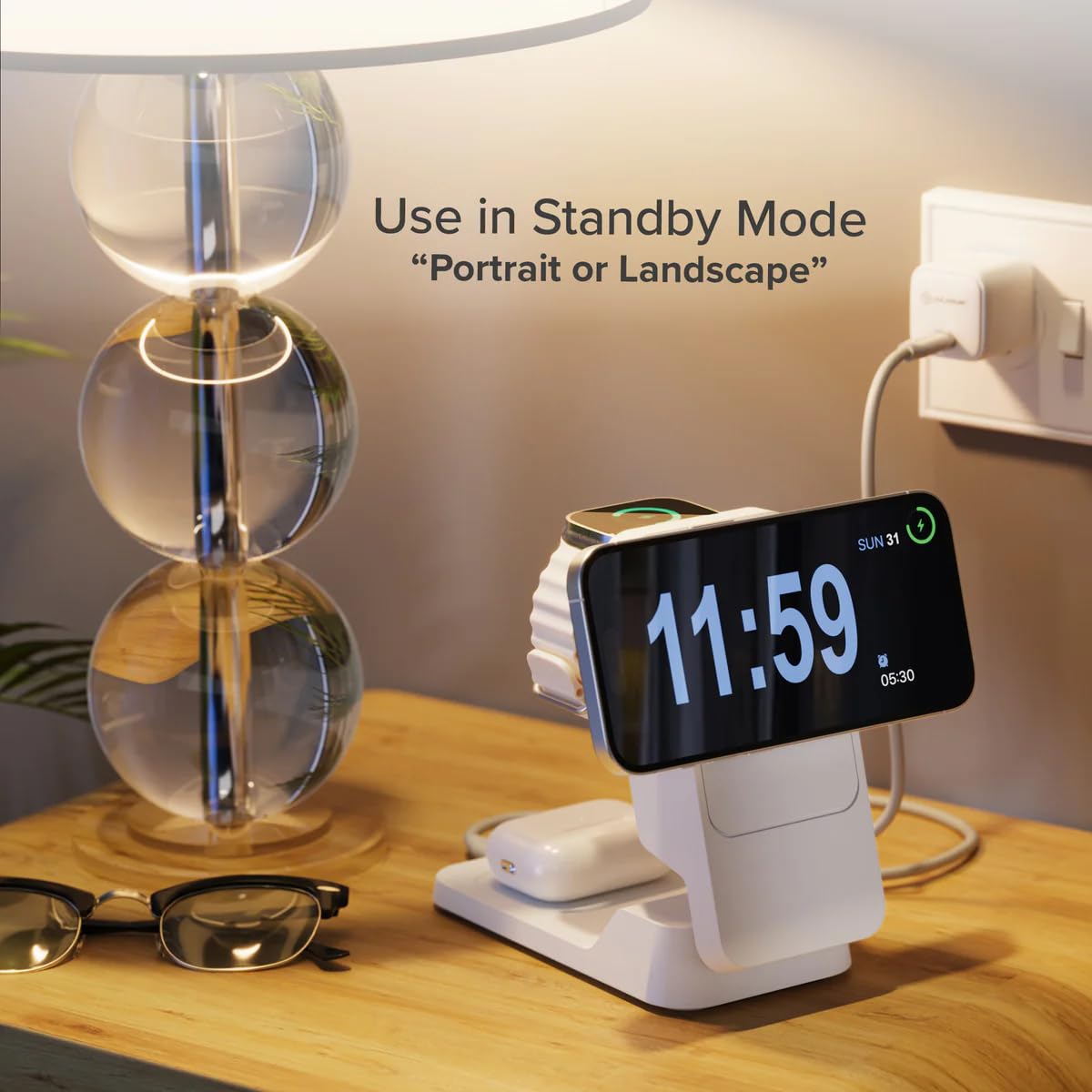 Alogic Matrix Ultimate 3-in-1 Wireless Charger with 5000mAh MagSafe Power Bank | Fast Charging Station for iPhone 14/13/12 | Portable Wireless Charger for Home, Office & Travel