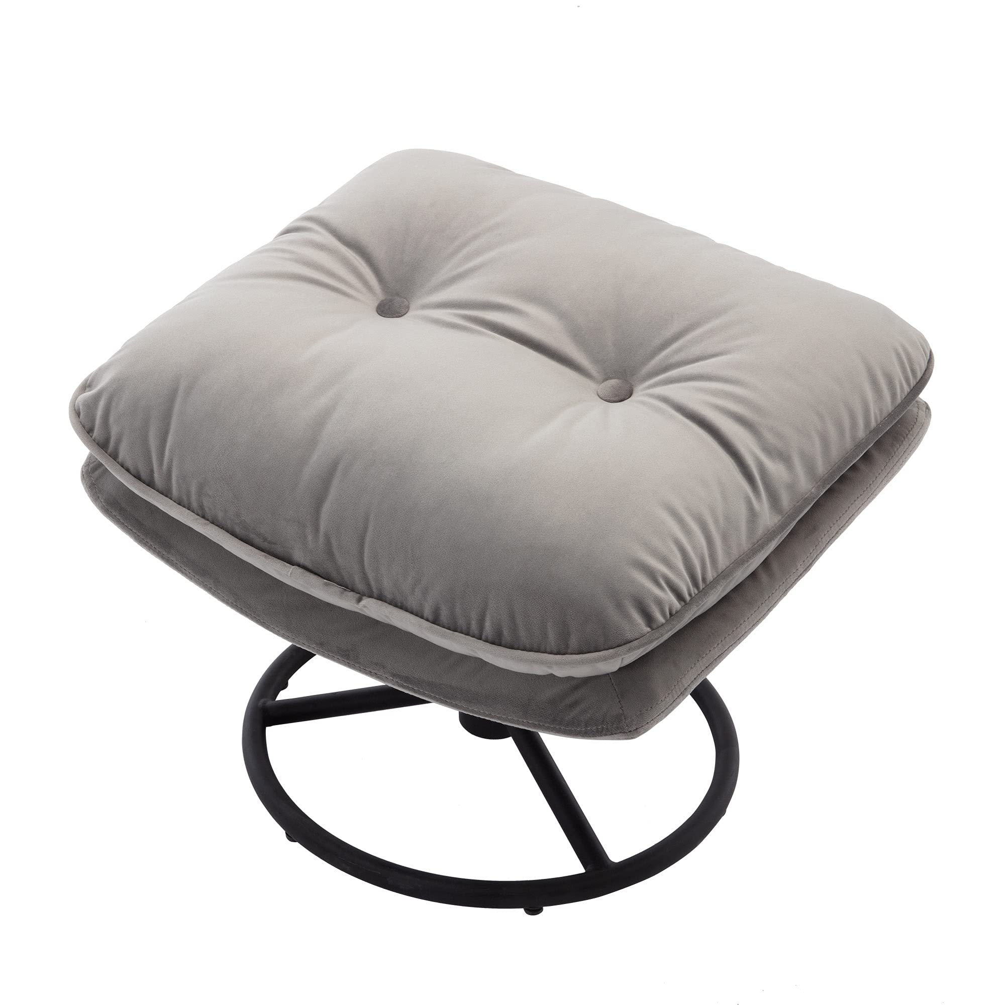 Modern Velvet Swivel Accent Chair with Ottoman Set - Gray Lounge Chair for Living Room, Home Office & Club - Metal Legs & Comfortable Seating - Perfect for Relaxing, Watching TV or Reading