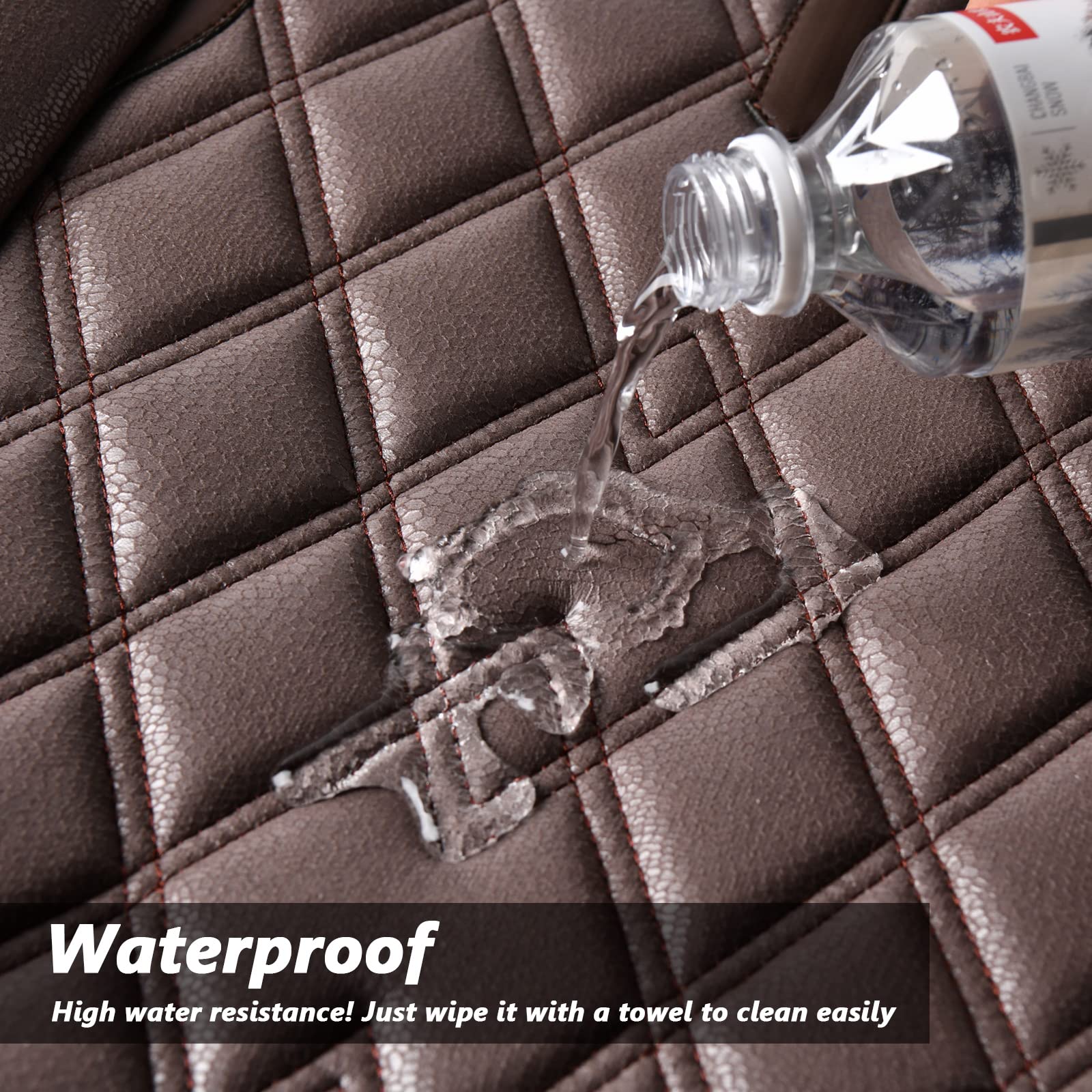 Premium Car Seat Covers for Front Seats - 2-Pack Luxury Leathaire Waterproof Seat Protectors with Anti-Slip Design | Universal Fit for Most Vehicles | Perfect for Daily Commute, Road Trips & Protecting Car Interior (Brown)