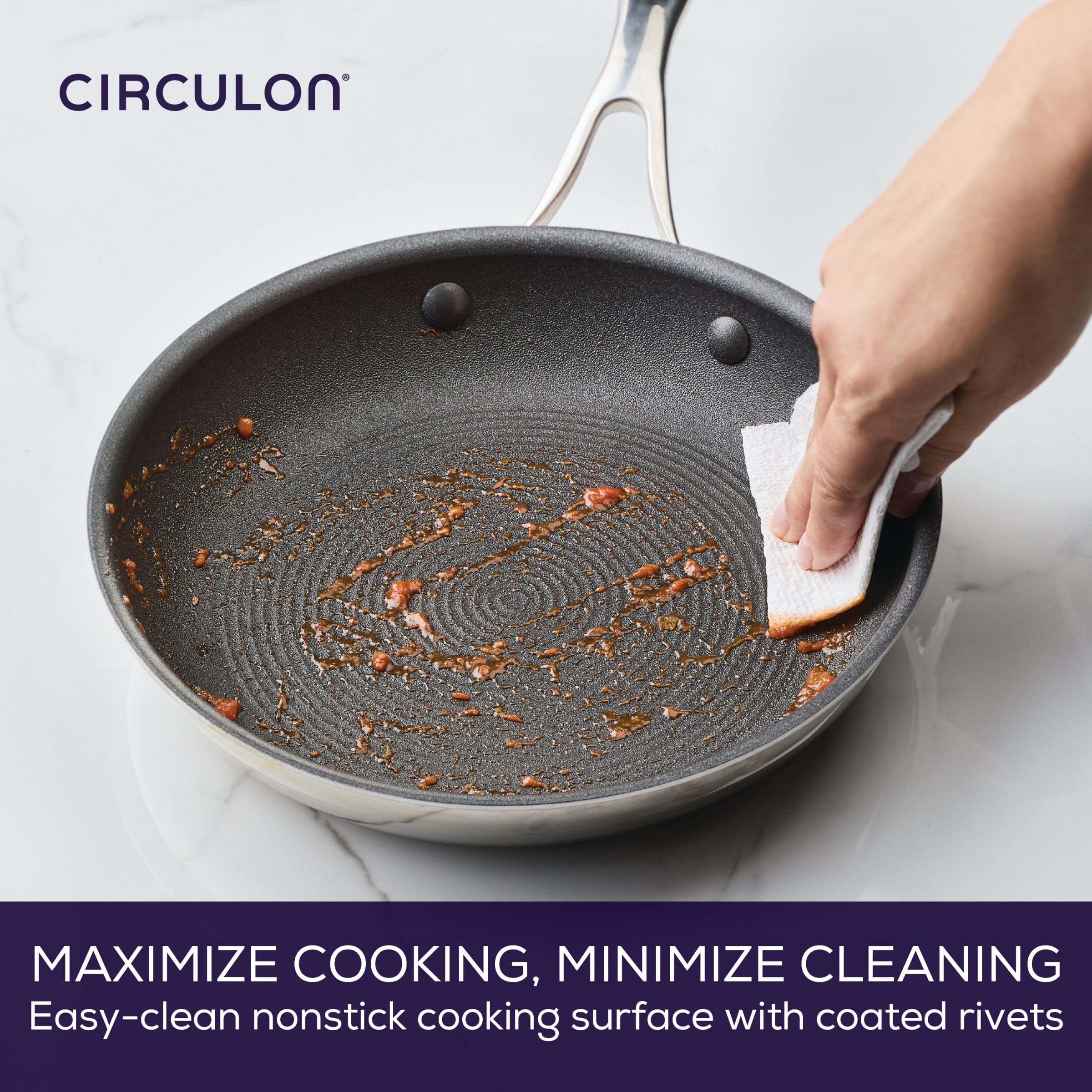 Circulon C1 Series Stainless Steel Nonstick Frying Pan Set - 8.5 & 10 Inch Induction Cookware with ScratchDefense Technology, Oven & Metal Utensil Safe - Perfect for Sautéing, Frying & Everyday Cooking