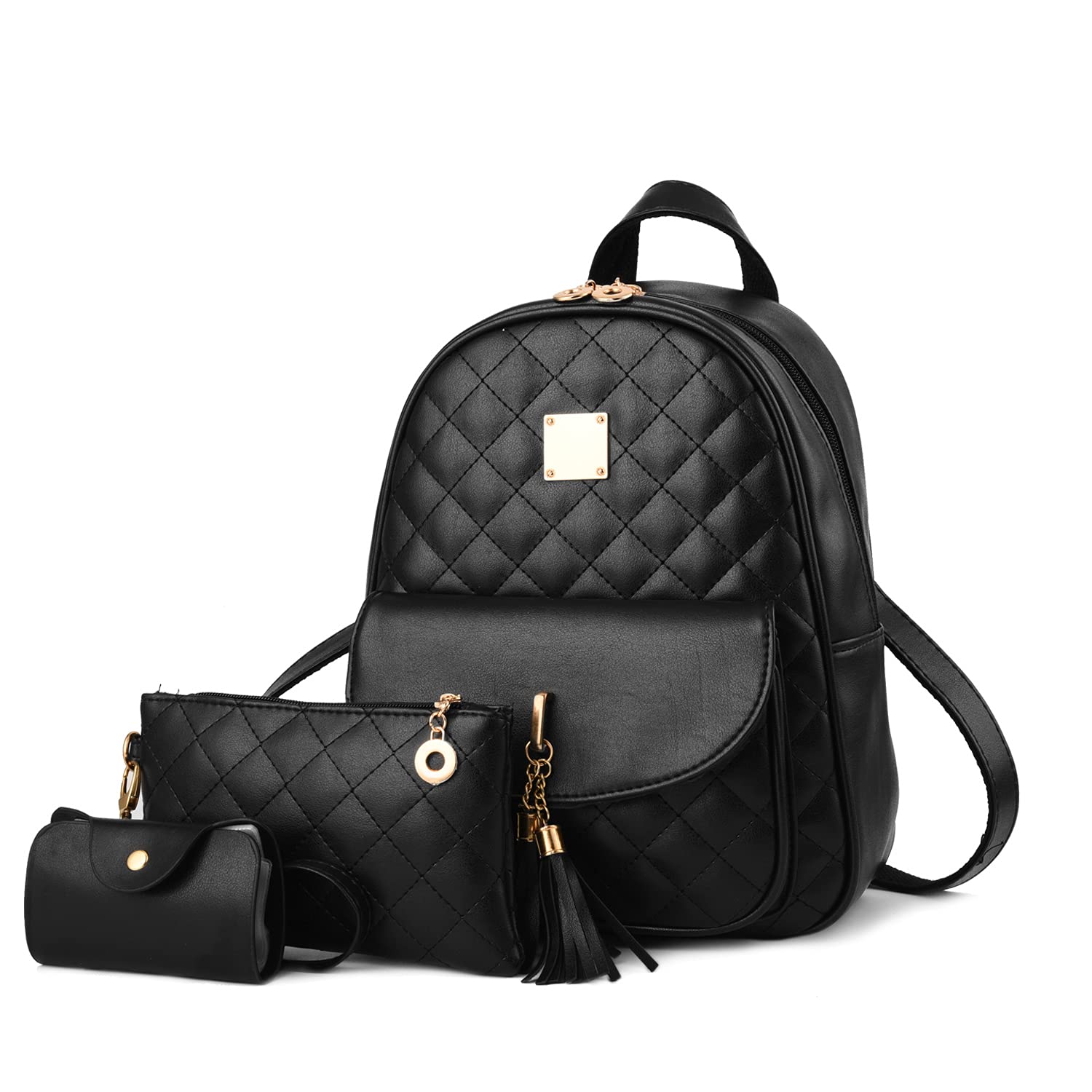 EVEOUT Women's PU Leather Backpack - Stylish 3-Piece Set for Daily Use & Travel