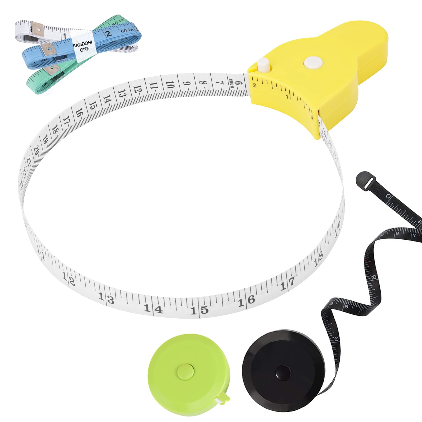 60 Inch (150cm) Retractable Body Measuring Tape - 4 Pack Slim Tape Measure for Accurate Weight Loss & Muscle Gain Tracking, One-Hand Operation - Perfect for Fitness, Sewing & Tailoring Projects