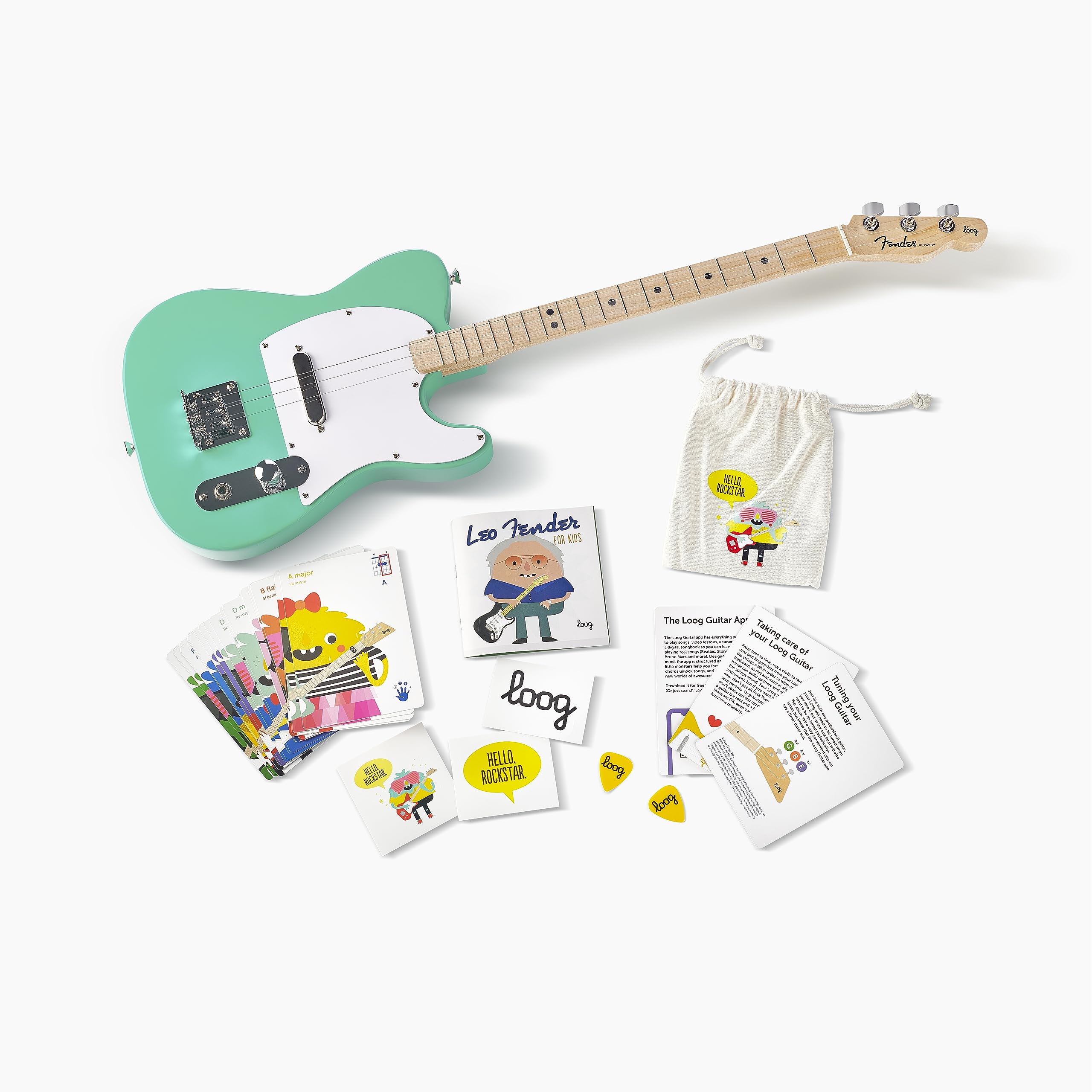 Fender x Loog Telecaster Kids Electric Guitar - 3 String Beginner Guitar Set for Children | Perfect for Learning, Practice & First-Time Players | Home, School & Music Class Use