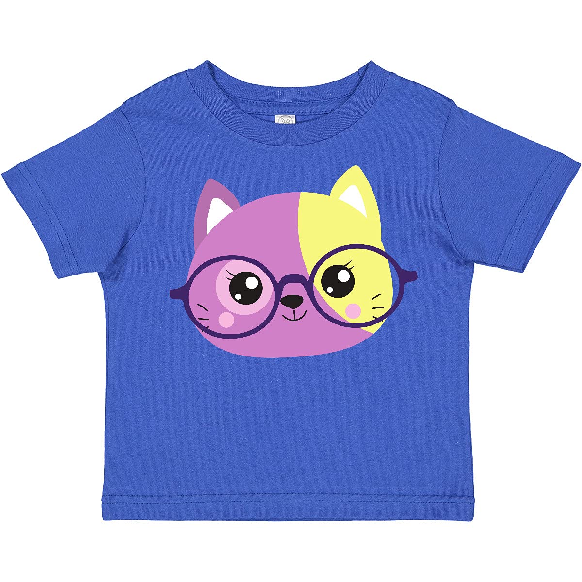 Inktastic Hipster Cat with Glasses - Cute Kitten Graphic Toddler T-Shirt for Boys & Girls - Perfect for Playdates, Daycare & Casual Wear