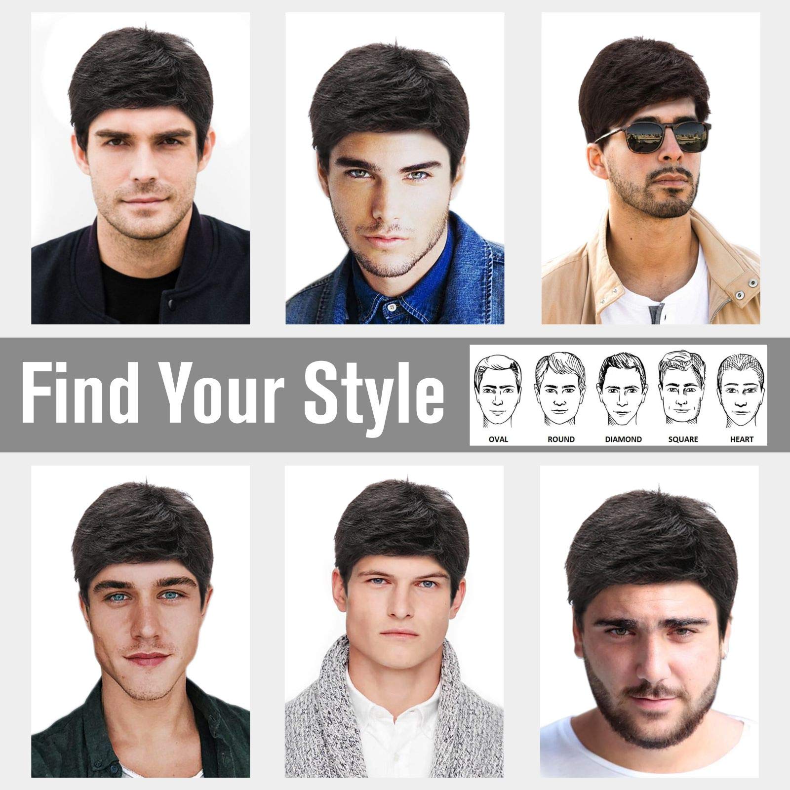 BLUSHIA Synthetic Full Head Men's Hair Wig - Natural Black, Adjustable & Easy to Wear for All Head Sizes - Perfect for Cosplay, Costume Parties & Hair Loss Solutions