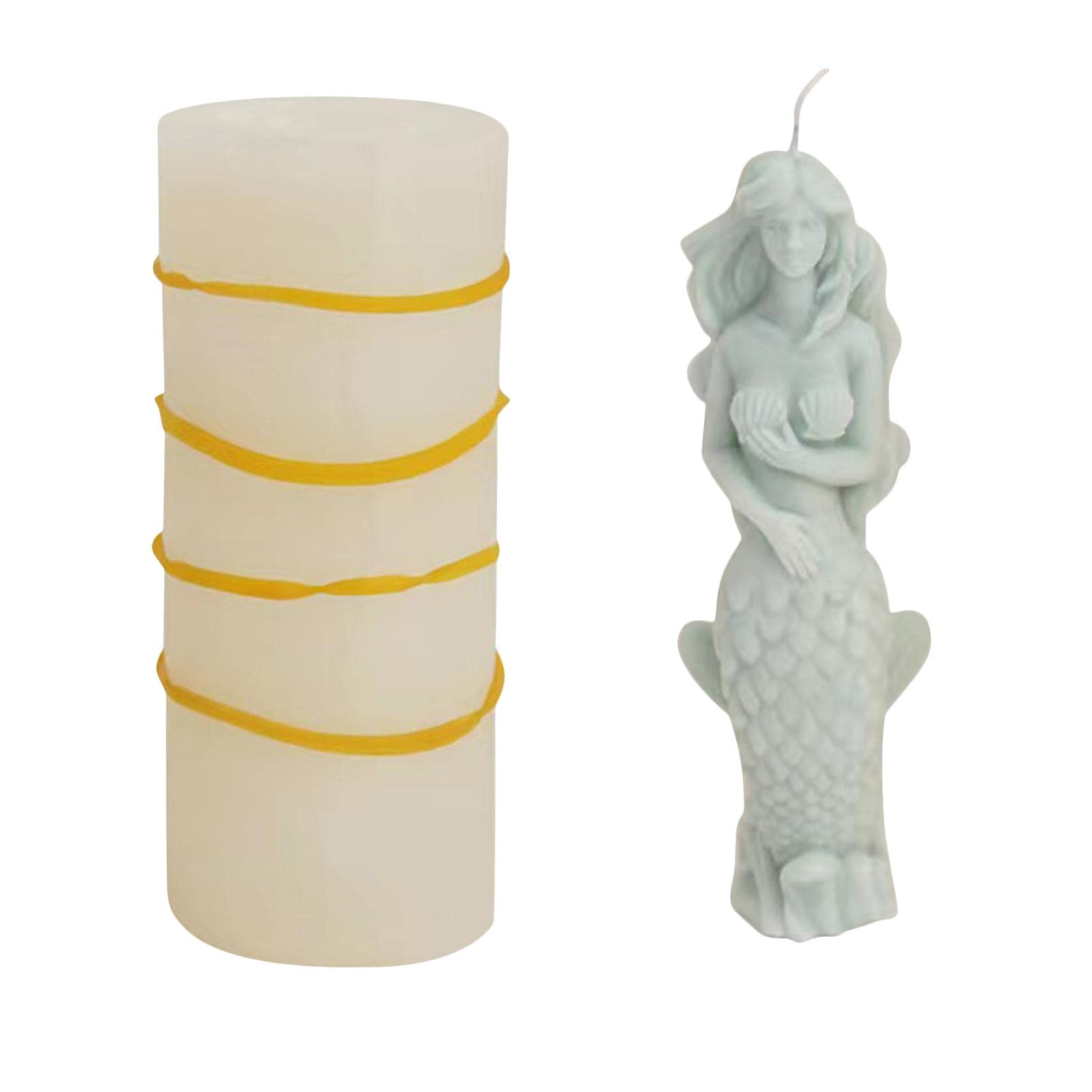 3D Mermaid Silicone Candle & Soap Molds for DIY Crafts - Reusable Handmade Candle Making Kit - Perfect for Halloween Party Decorations, Home Decor & Gift Making