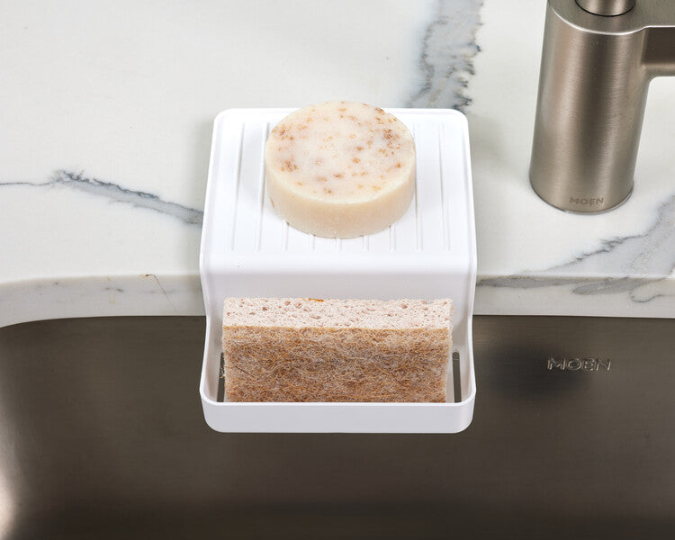 Double Suction Sink Caddy - Eco-Friendly Recycled Plastic Organizer for Kitchen, Bathroom & Vanity | Perfect for Sponge, Soap & Cleaning Supplies Storage