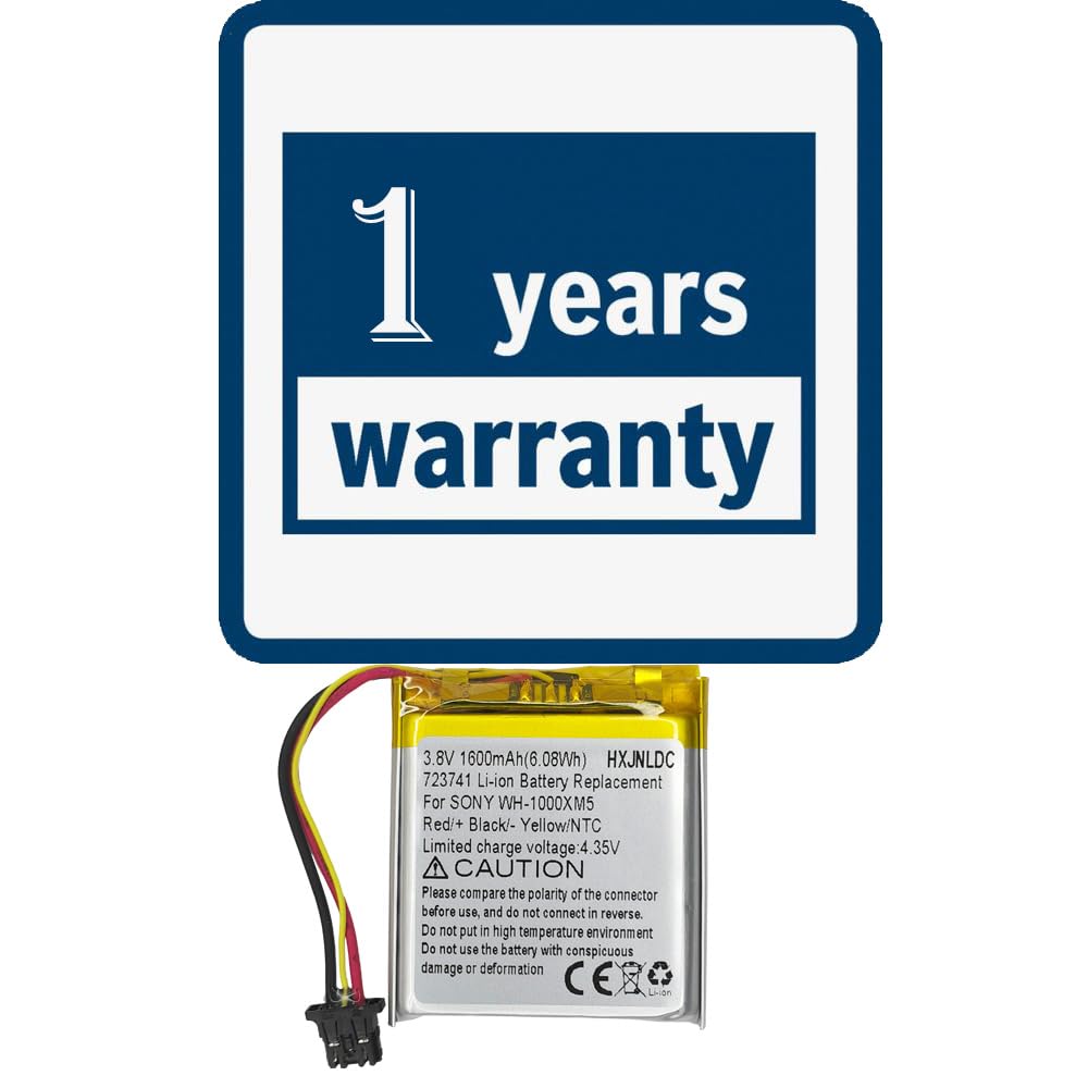 Sony WH-1000XM5 Replacement Battery 3.8V 1600mAh Lithium-ion - Compatible with WH1000XM5 Bluetooth Wireless Noise Canceling Headphones - Perfect for Travel, Work, and Music Listening