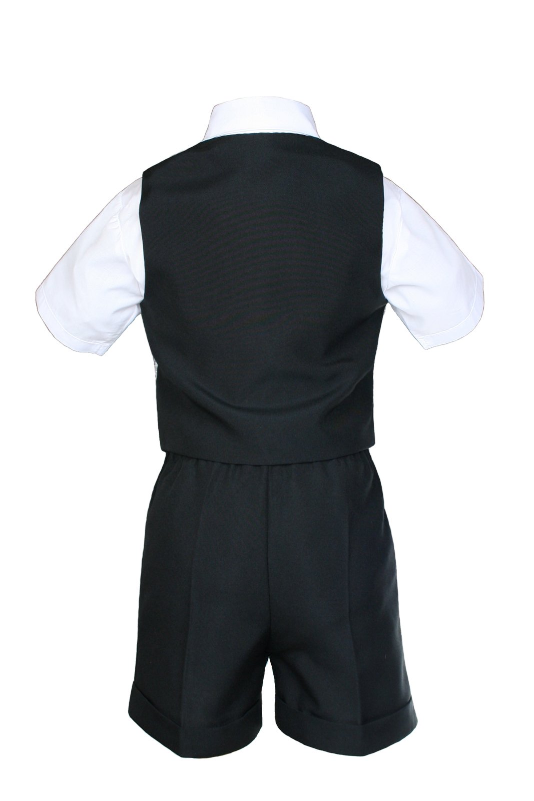 7-Piece Baby Boy Black Formal Shorts Check Suits Set with Extra Vest & Bow Tie (Sizes S-4T) - Perfect for Weddings, Parties & Special Occasions