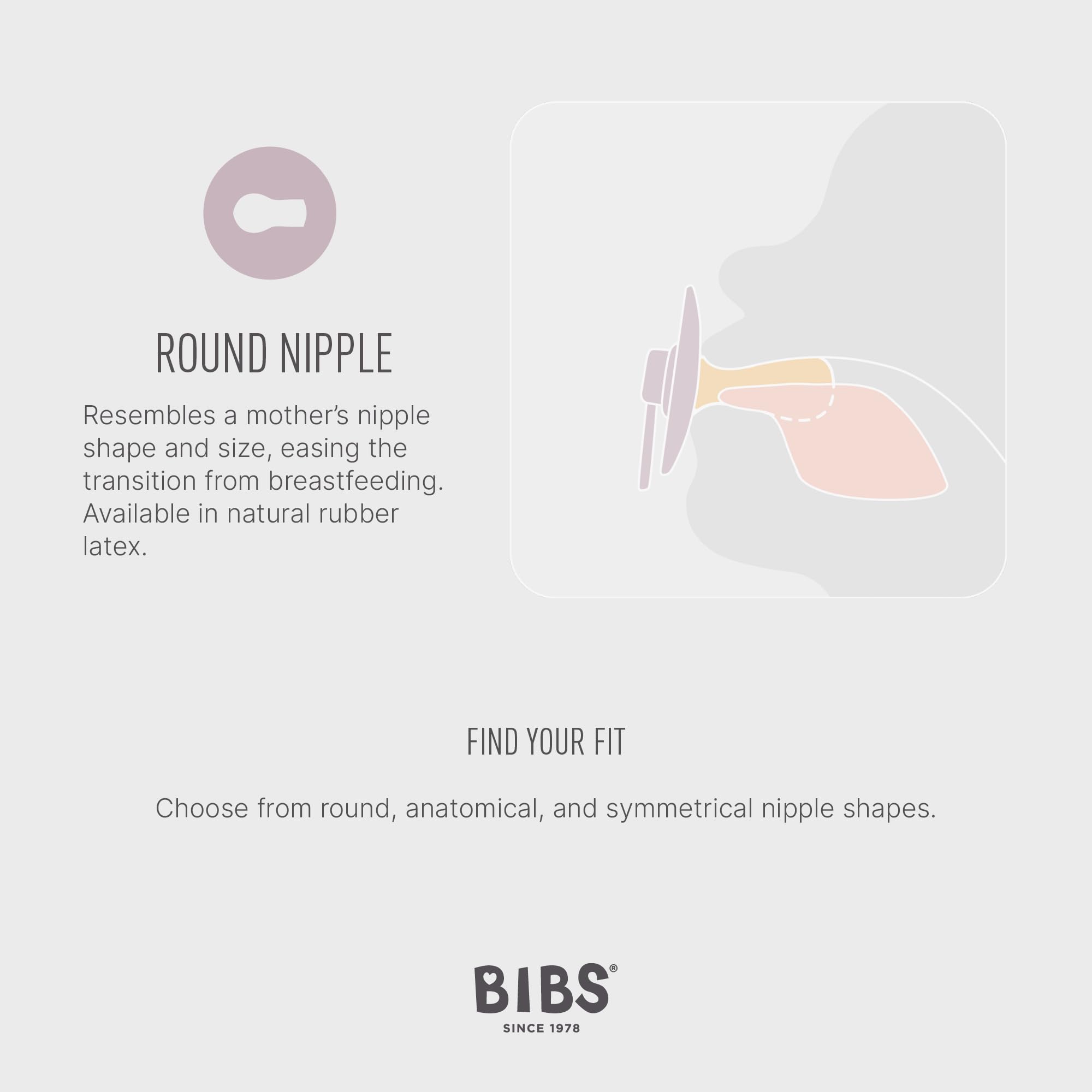 BIBS Natural Rubber Baby Pacifier - BPA-Free Soother Set of 2 | Round Nipple Design | 6+ Months | Sky Blue & Steel Blue | Made in Denmark | Perfect for Newborns, Infants & Toddlers | Daycare, Travel & Sleep Comfort