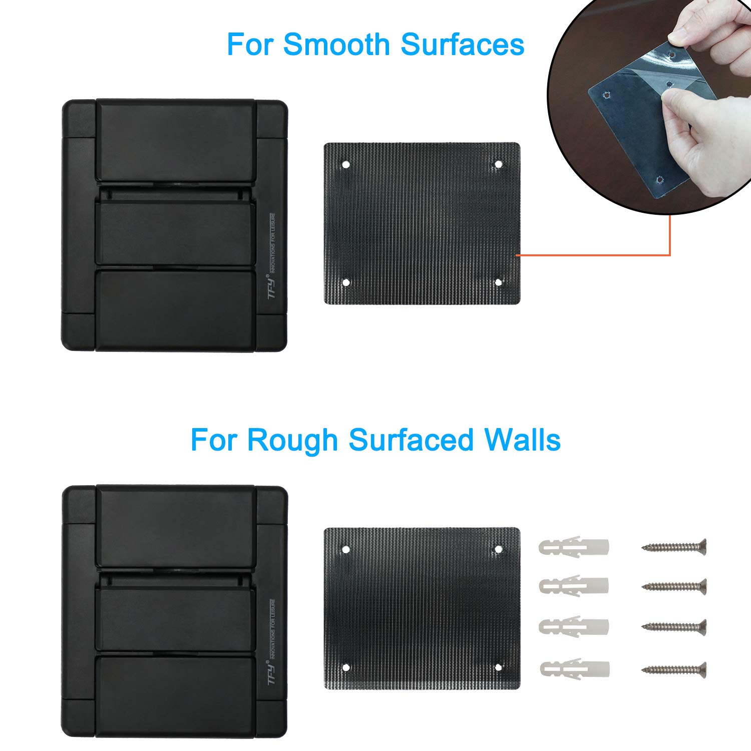 TFY Universal Tablet Wall Mount Holder for Kitchen, Bathroom, Bedroom & Living Room - Adjustable Stand for iPad, Samsung Tablets & Smartphones (Black) | Perfect for Cooking, Bathing, Reading & Entertainment