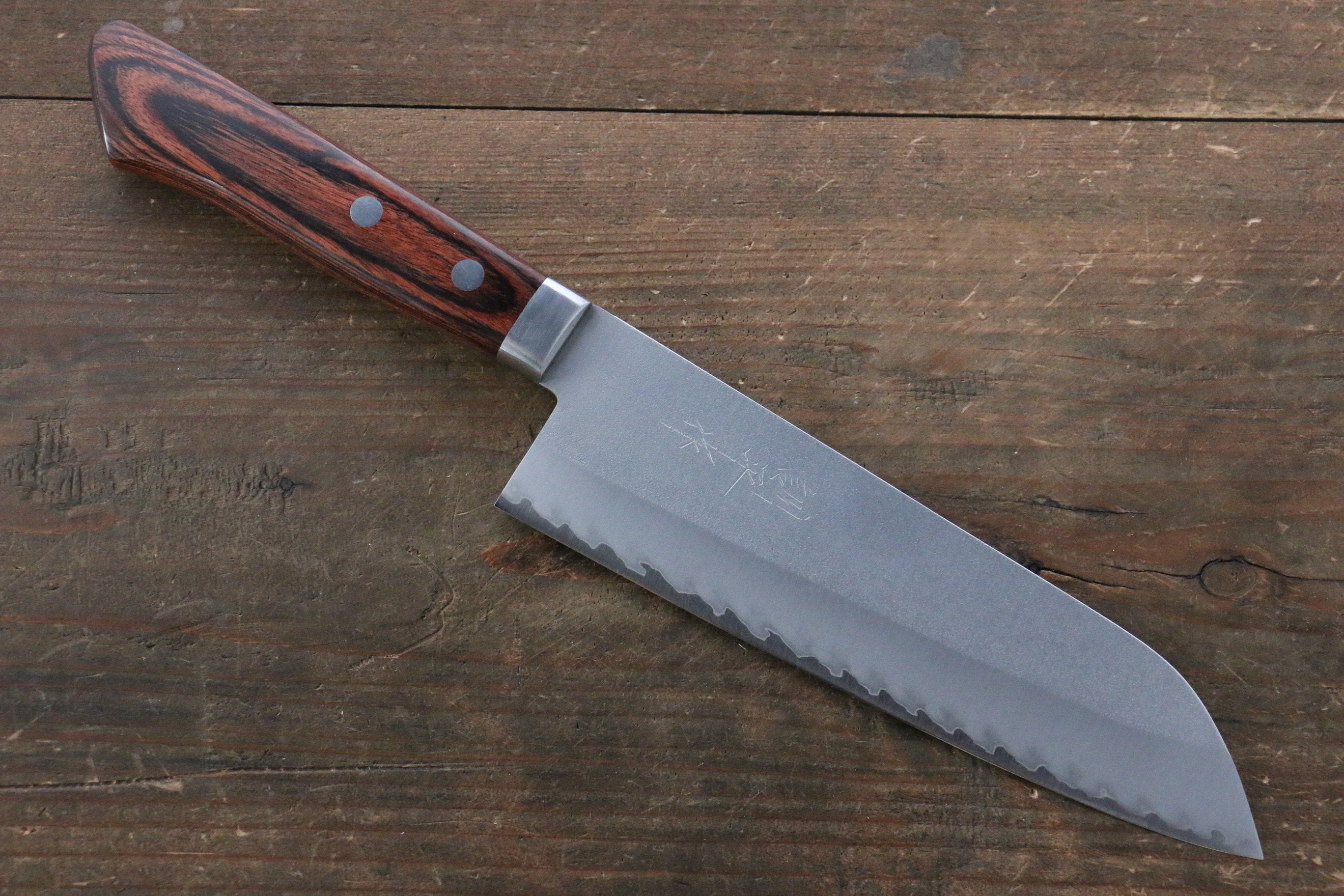 Premium Kunihira VG1 Nashiji Santoku Knife 170mm - Japanese Mahogany Handle - Razor Sharp Stainless Steel Blade - Perfect for Slicing, Dicing & Chopping Vegetables, Meat & Fish - Ideal for Home Chefs & Professional Kitchens