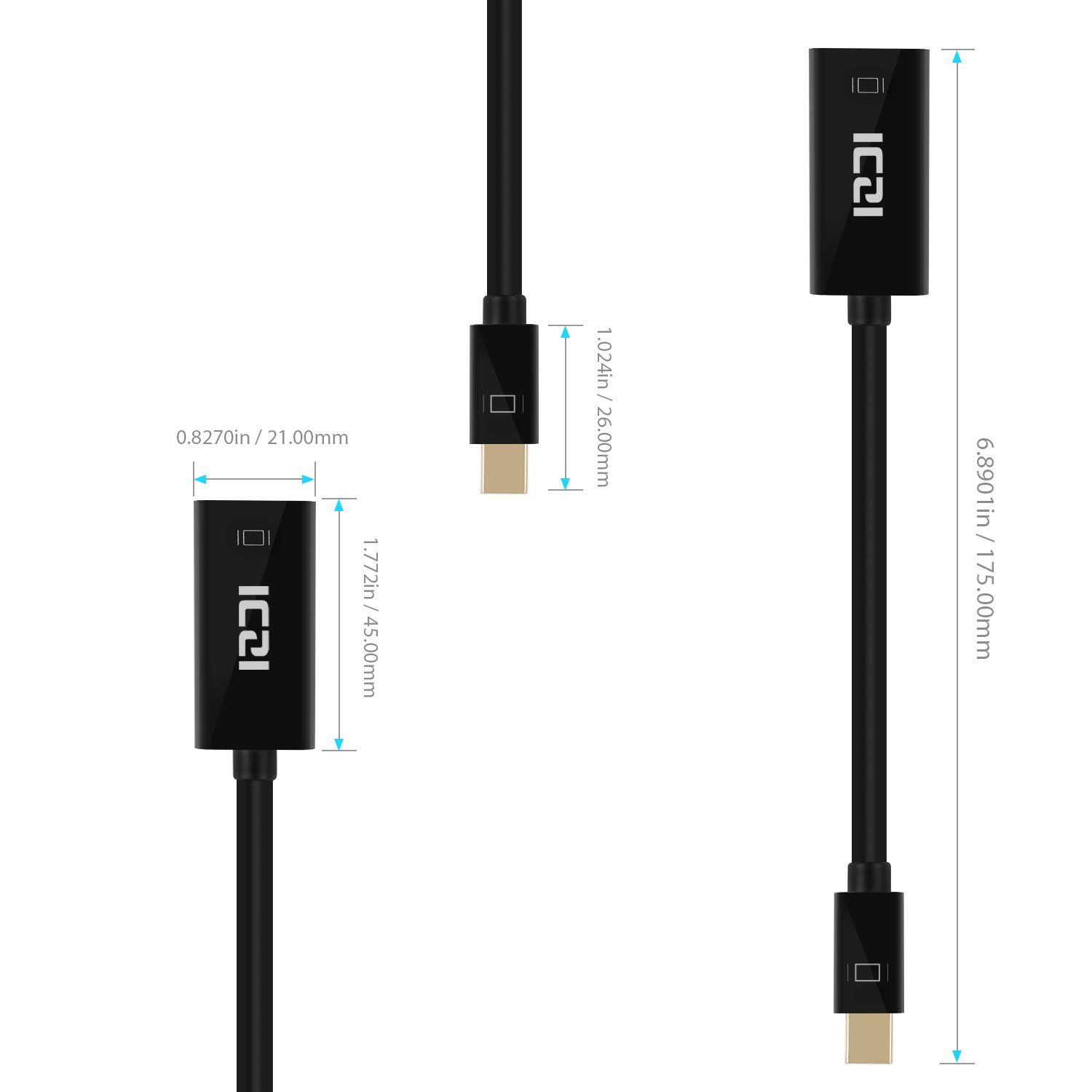 ICZI Mini DisplayPort to HDMI Adapter 4K Converter - Male Mini DP (Thunderbolt 2) to Female HDMI for iMac, Mac Mini, Surface, Monitor, HDTV, Projectors - Perfect for Home Office, Gaming, and Presentations