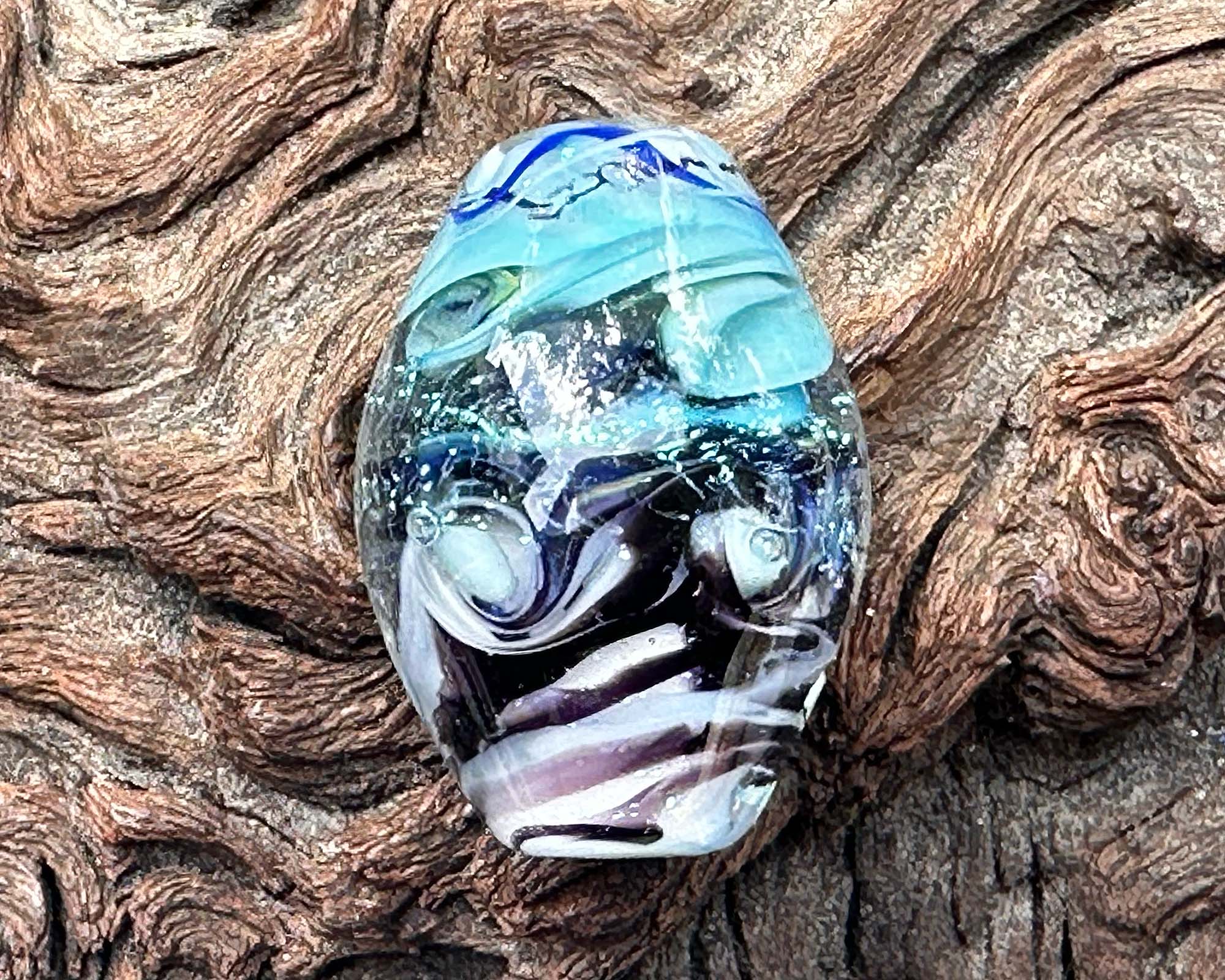 Dichroic Glass Lampwork Focal Bead for Jewelry Making - Swirling Waters Design - Handmade Artisan Bead for Necklaces, Bracelets & DIY Crafts