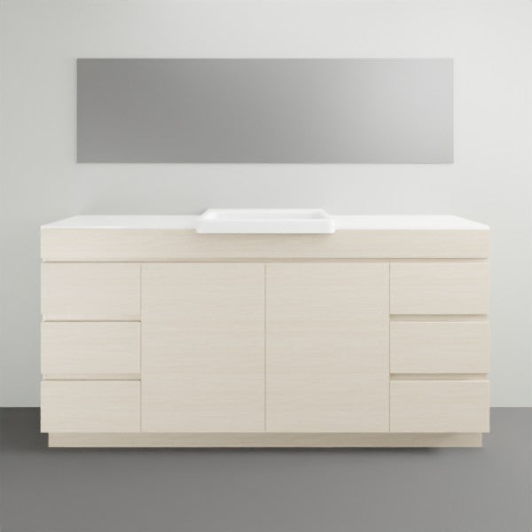 ADP Glacier Lite Semi-Recessed Vanity Set with Solid Surface Top - Modern Bathroom Sink & Drawer Combo for Small Spaces | Perfect for Powder Rooms, Guest Baths & Apartment Renovations