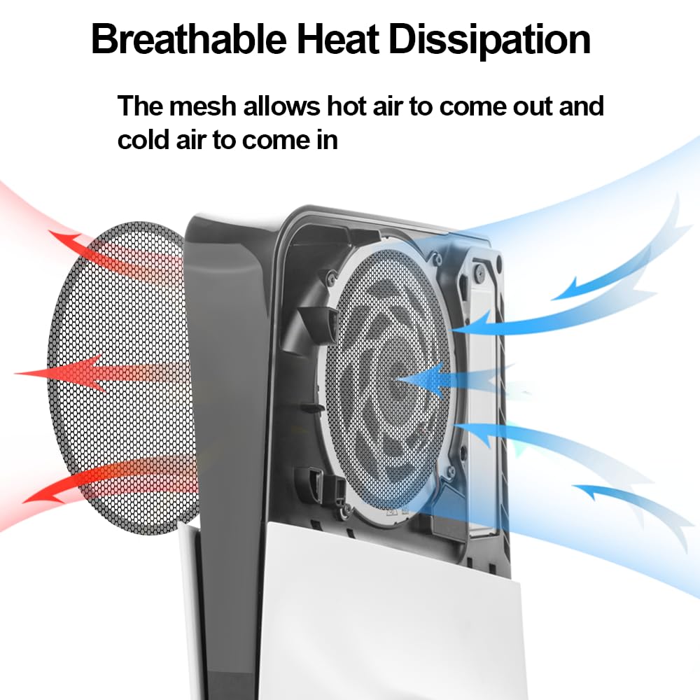 4 Pack Dust Filter for PS5 Slim Heatsink Fan - Dust Cover with Cooling Vents | Compatible with PS5 Slim Console | Prevent Dust & Improve Airflow | Perfect for Gaming Setup & Home Entertainment System
