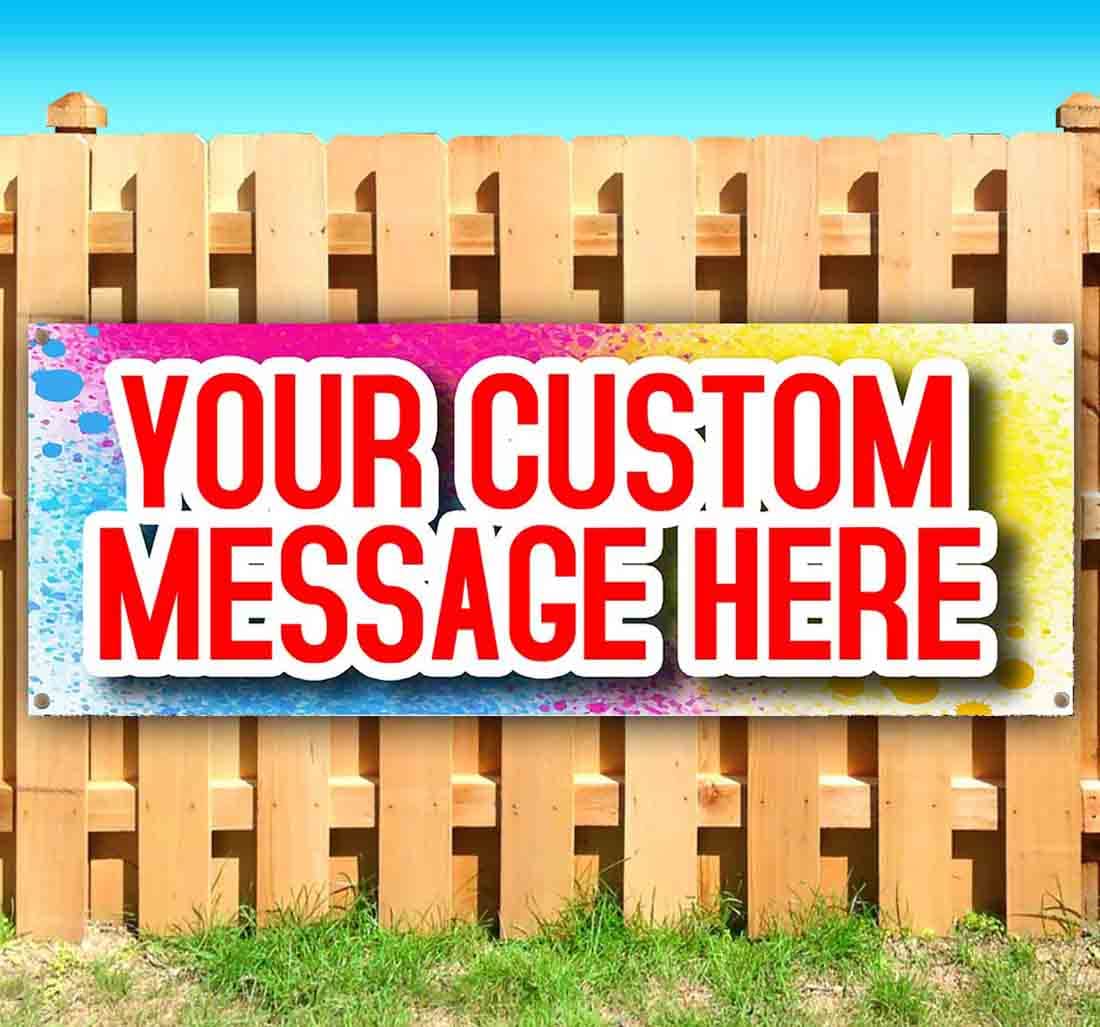 Custom Heavy-Duty 13 oz Vinyl Banner with Metal Grommets - Single-Sided Non-Fabric Sign for Outdoor Advertising, Events & Business Promotion
