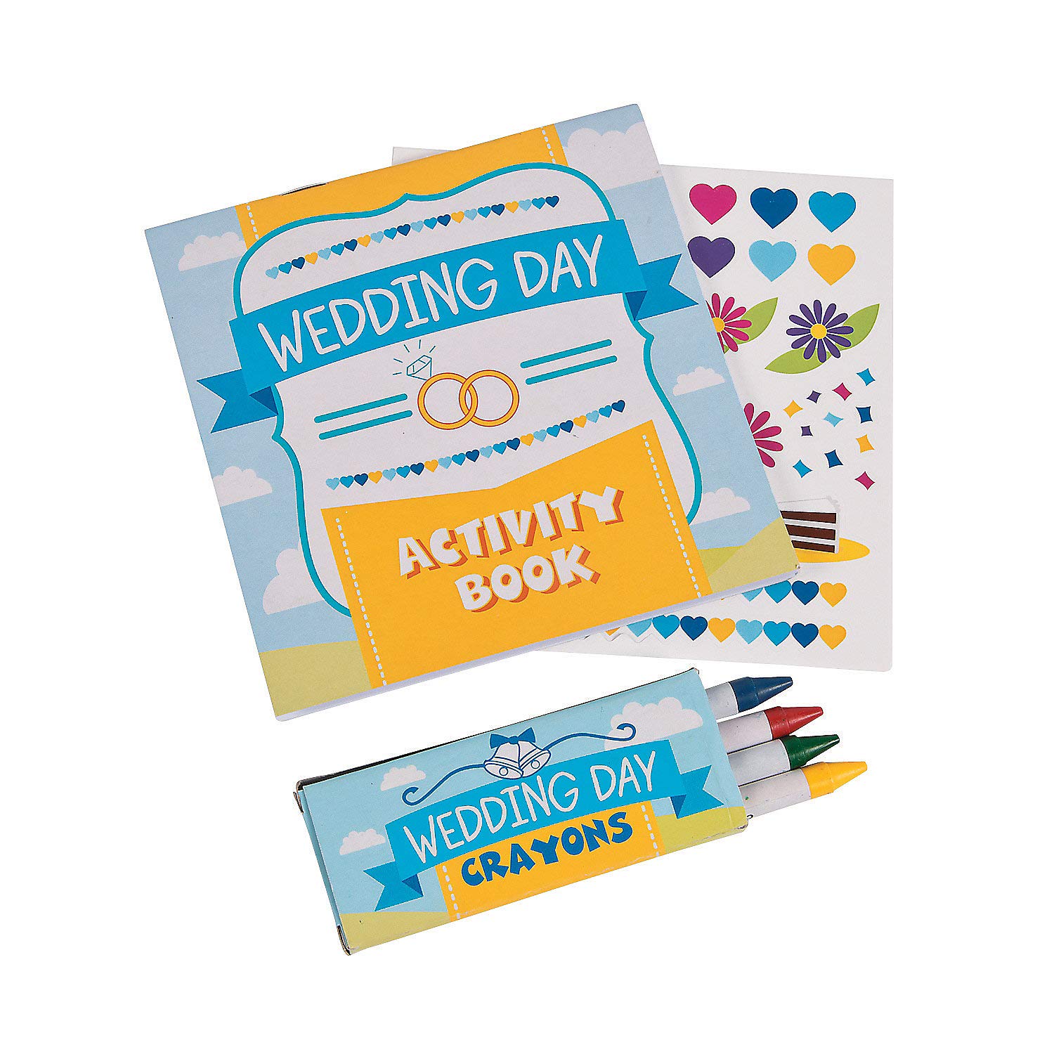 Fun Express Wedding Day Kids Activity Books with Stickers & Crayons - 12 Pack | Creative Wedding Favor for Kids Table Activities | Perfect for Wedding Receptions & Children's Entertainment