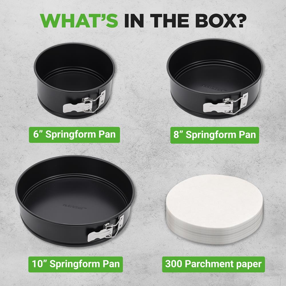 3-Piece Springform Pan Set - Nonstick Bakeware for Cheesecake, Cake & Pie - Perfect for Baking, Cooking & Dessert Making