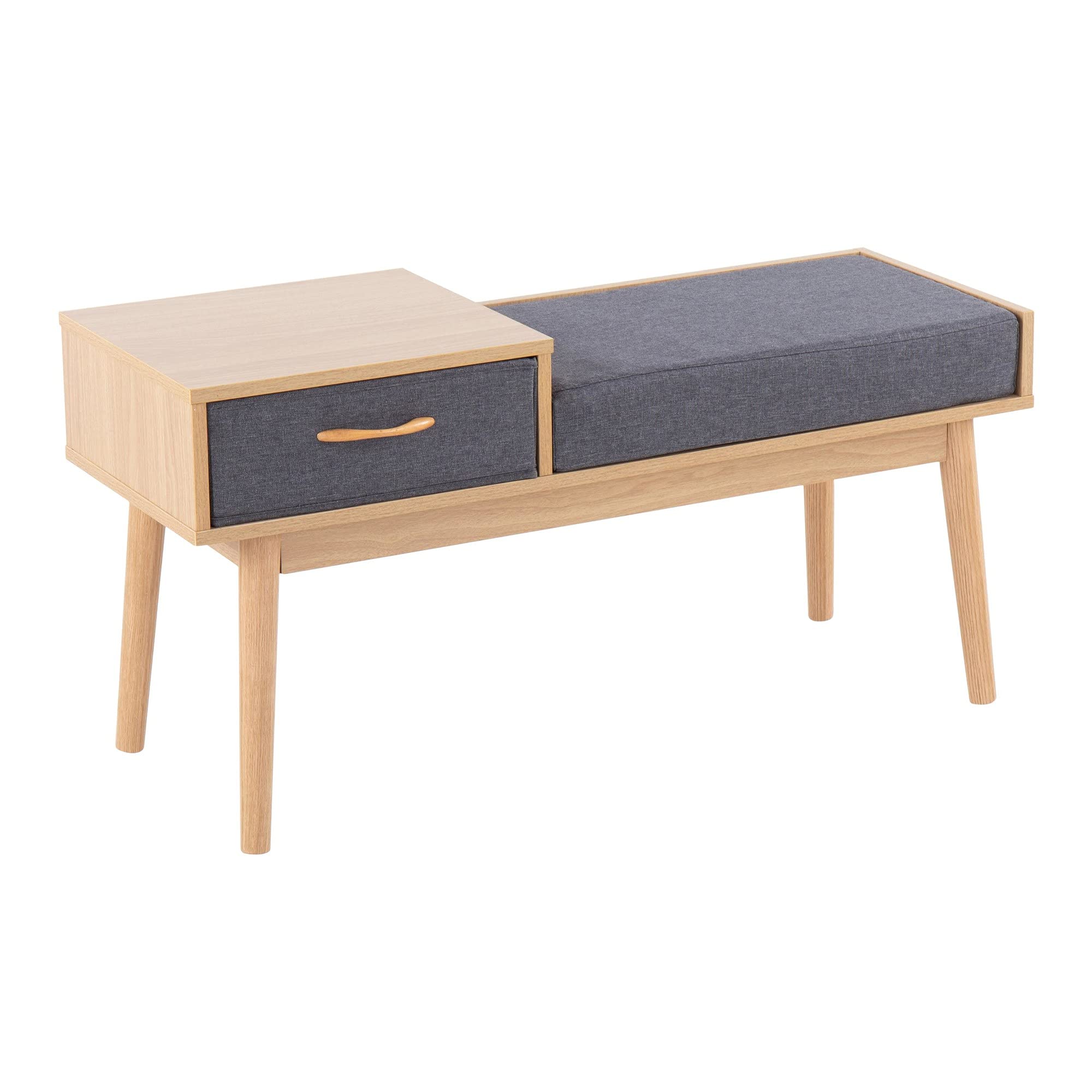 LumiSource Fabric Upholstered Storage Bench - Entryway Telephone Seat & Bedroom Bench with Storage - Perfect for Hallway, Living Room, and Bedroom Organization