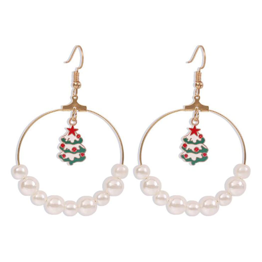 Gangel Elk Dangle Earrings with Pearls - Elegant Christmas Jewelry for Women & Girls | Perfect for Holiday Parties, Gifts & Festive Occasions (1 Pair)