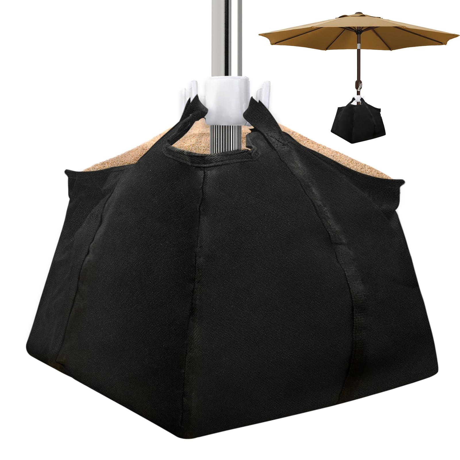 **Heavy Duty Beach Umbrella Sand Anchor Bag - 600D Oxford Cloth Sand Weight for Umbrella Stand Base, Portable & Durable (Black, 1 Set) - Perfect for Beach, Picnic, Camping & Outdoor Activities**