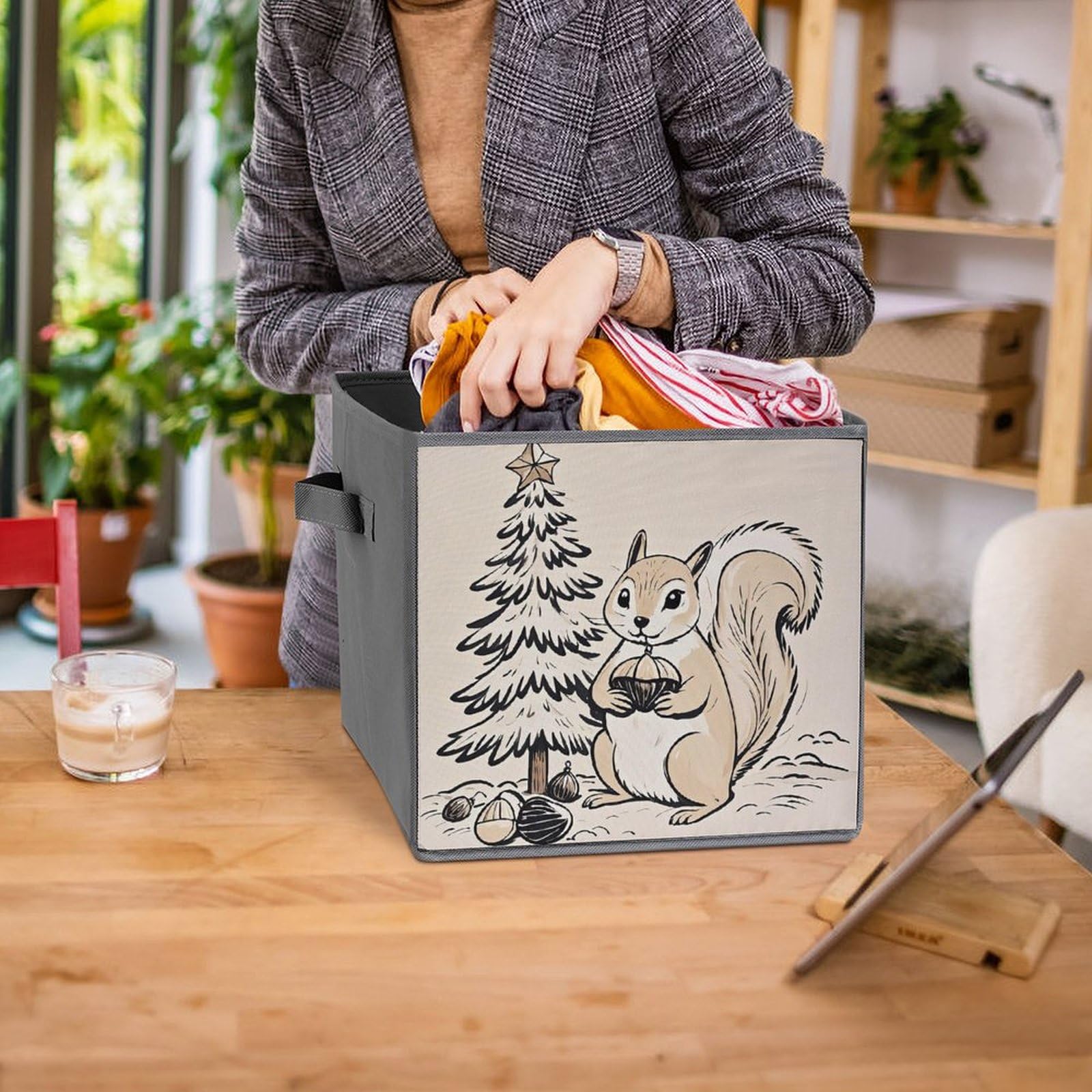 6PCS Foldable Storage Bins - Squirrel Printed Organizers for Home & Office
