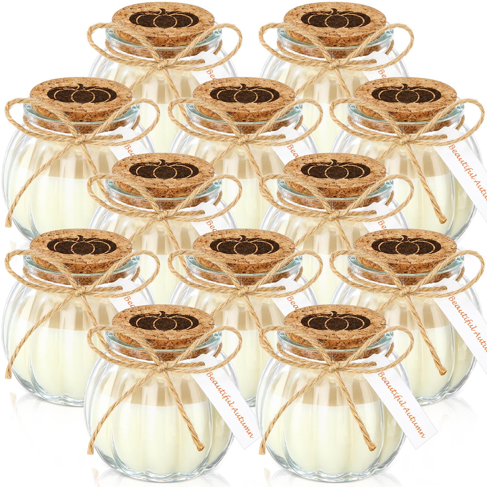 12 Pack Pumpkin Candles - 5oz Scented Fall Decor for Halloween & Thanksgiving