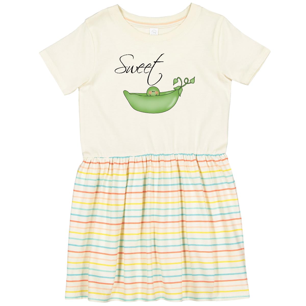 Inktastic Sweet Pea Floral Print Toddler Dress for Girls - Soft Cotton Casual Outfit for Playdates, Parties & Everyday Wear