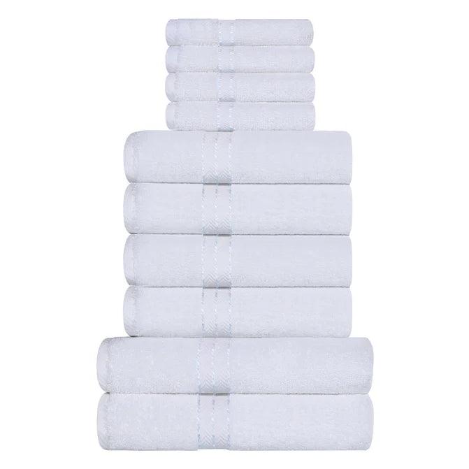 Premium Ultra Plush Turkish Cotton Bath Towel Set - 10 Piece Highly Absorbent Luxury Towels for Bathroom, Spa & Beach Use - Soft & Quick-Drying Solid Color Collection