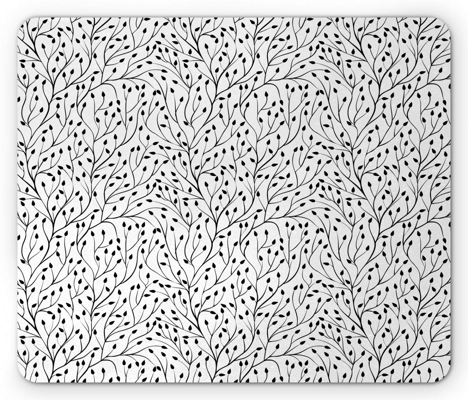 Ambesonne Black and White Mouse Pad - Monochrome Wedding Themed Floral Silhouette Design with Traditional Curls, Non-Slip Rubber Base, Standard Size Computer Mousepad for Office, Gaming & Home Use