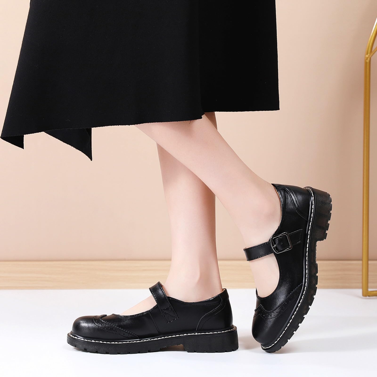 Women's Mary Jane Flats - Comfortable Leather Oxford Shoes with Round Toe & Non-Slip Sole | Dressy & Casual Style for Work, School & Everyday Wear | Perfect for Office, Classroom & Daily Outfits