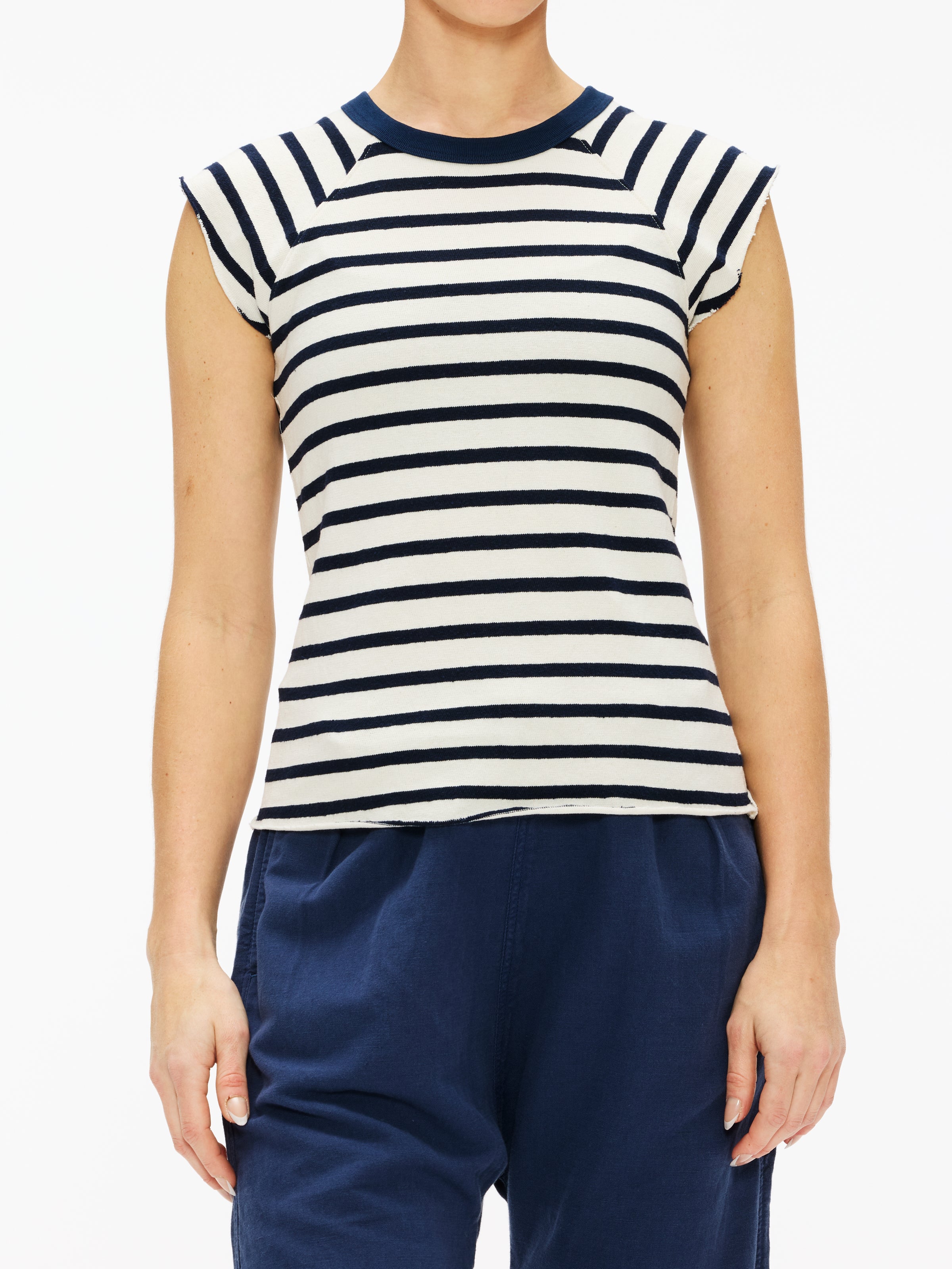 NSF Chloe Fitted Raglan Stripe T-Shirt for Women - Comfortable Baseball Tee with 3/4 Sleeves - Perfect for Casual Wear, Workout & Everyday Outfits