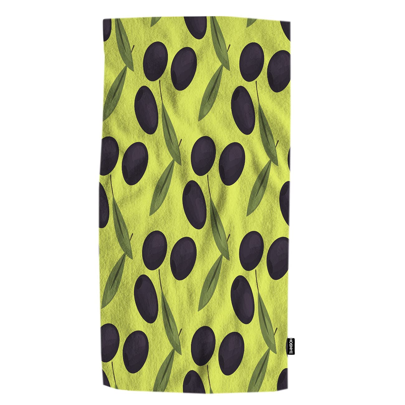 HOSNYE Olive Leaf Hand Towel Set - Absorbent Soft Bath Towels for Kitchen, Bathroom, Spa, Gym & Yoga | Green Olive Leaves with Ripe Fruits Seamless Pattern on Yellow Background | Perfect for Beach, Face & Decorative Use