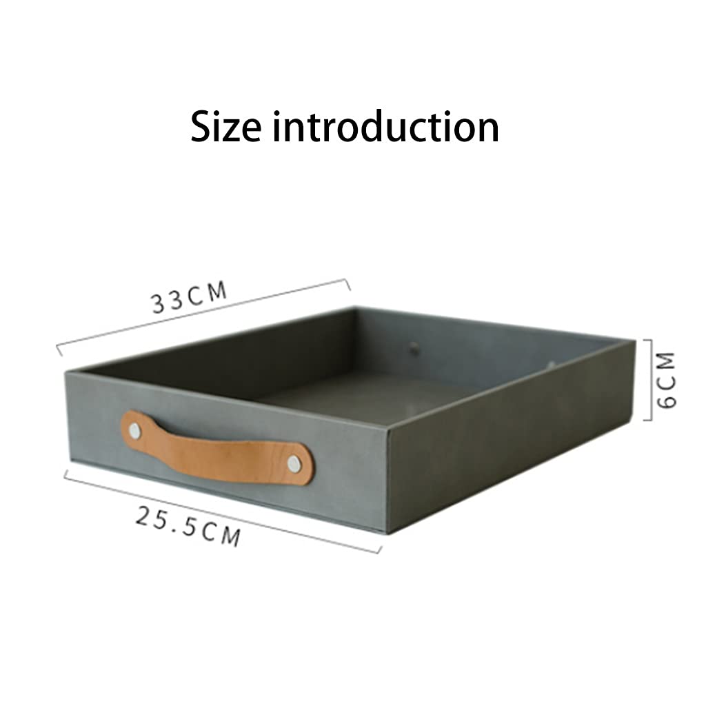 Premium PU Leather Desktop Organizer Tray - Stylish Vanity Tray for Jewelry, Perfume, Keys & Coins | Bathroom & Dresser Storage Solution | Perfect for Office, Bedroom & Bathroom Organization (Gray)