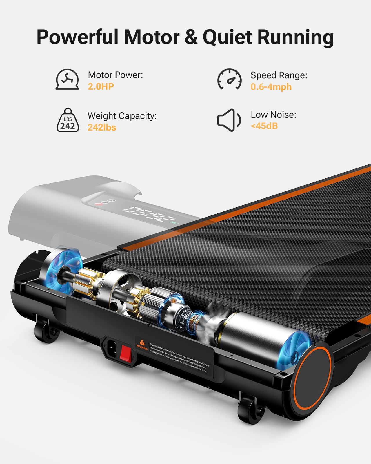 Under Desk Treadmill for Home Office - 2.25HP Portable Walking Pad with Remote Control - Slim Space-Saving Design for Walking & Jogging - Perfect for Work from Home, Small Apartments & Fitness Enthusiasts