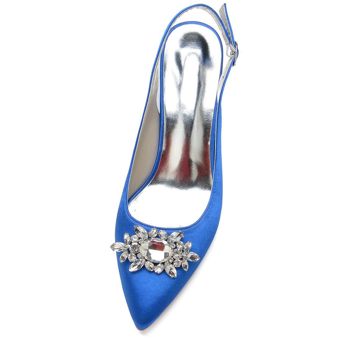 COMFASH Women's Pointed Toe Slingback Heels - 2.36 Inch Chunky Block Heel Dress Pumps for Office, Wedding & Evening Wear - Comfortable Work Shoes for Women - Blue Size 9 US - Perfect for Business Attire, Cocktail Parties & Formal Events