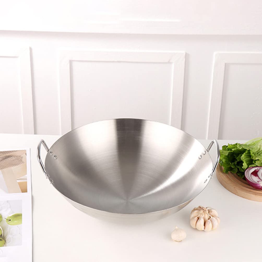 Premium Stainless Steel Wok Pan with Lid - Non Stick Carbon Steel Stir Fry Skillet, Saute Pan & Chef's Cookware - Double Handle Design for Even Heat Distribution - Perfect for Asian Stir Fry, Sautéing, Deep Frying & Home Cooking