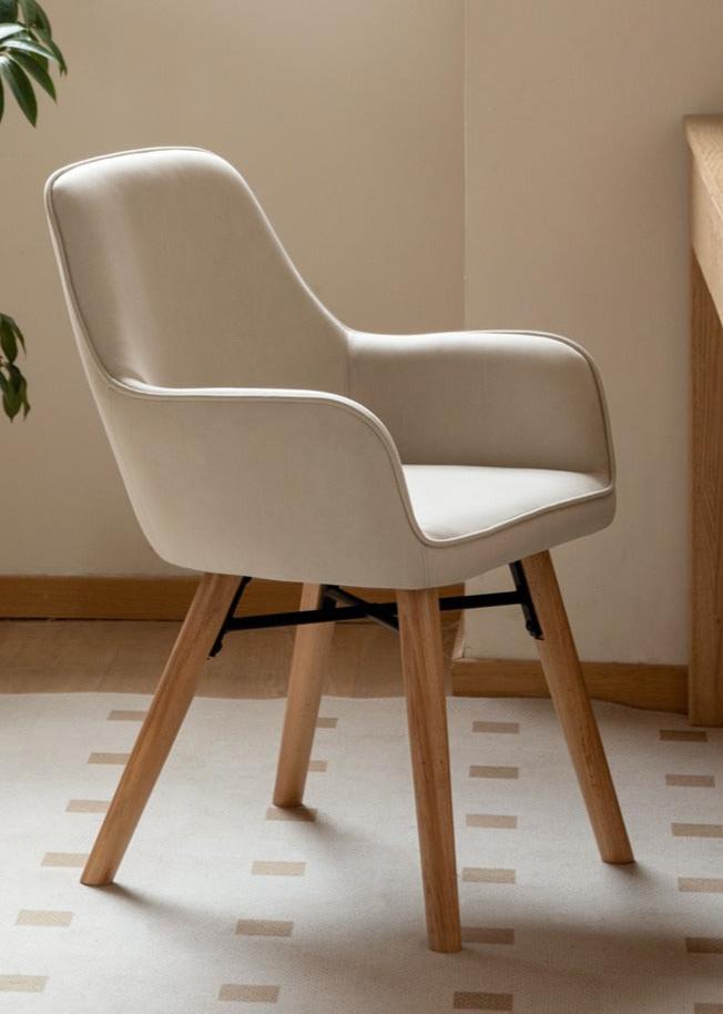 Premium Beech Solid Wood Modern Fabric Soft Back Chair - Ergonomic Office & Home Dining Comfort