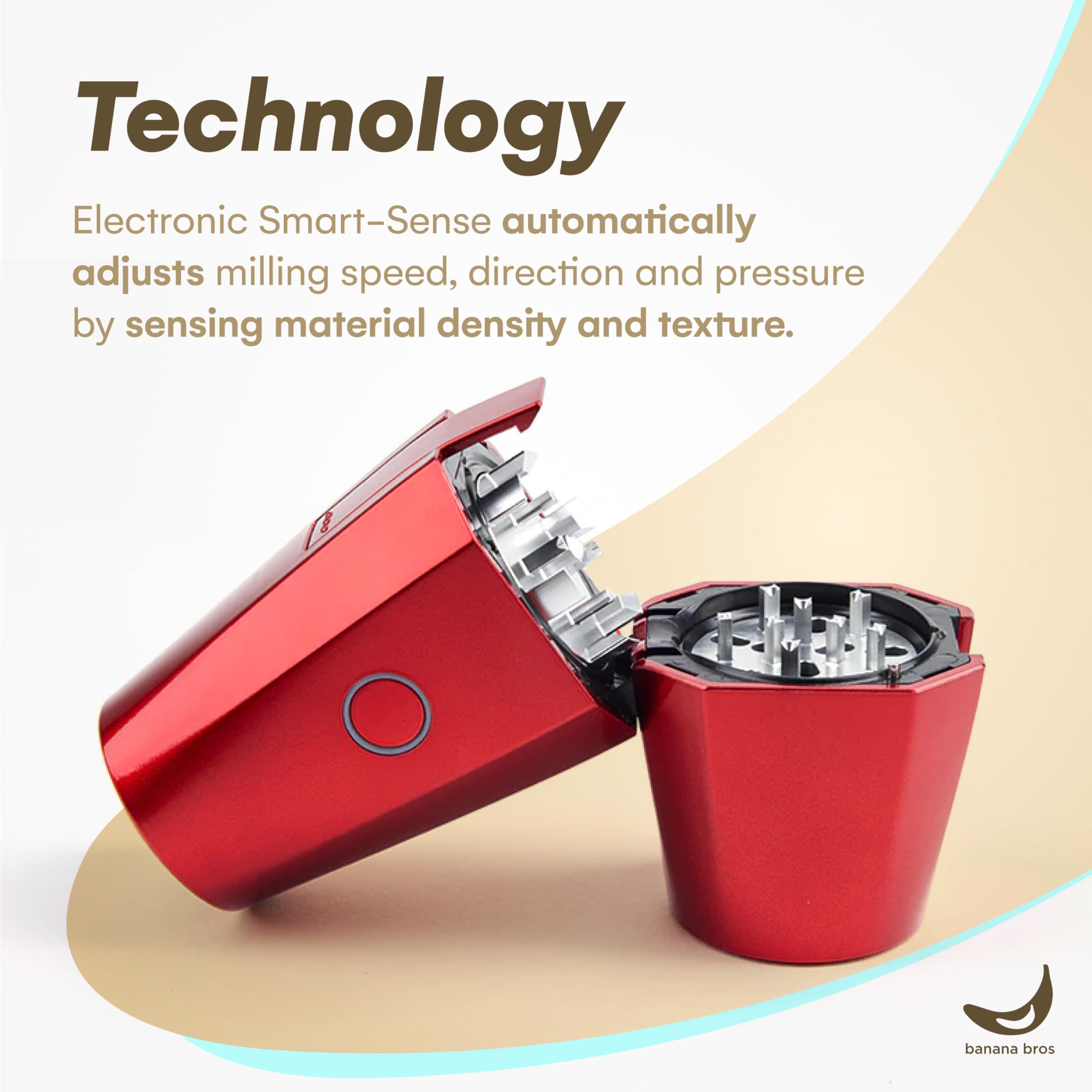 Premium Electric Smart Herb & Spice Grinder - OTTO by Banana Bros | Fast & Quiet Automatic Grinding | Perfect for Cooking, Baking & Tea Preparation (Metallic Red)