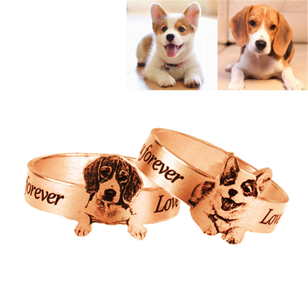 Custom Engraved Pet Photo Ring - 3 Color Choices for Personalized Jewelry - Perfect Gift for Pet Lovers, Anniversary & Memorial Keepsake
