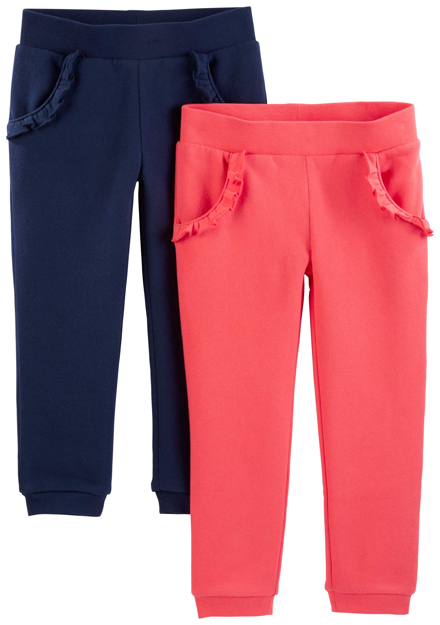 Carter's Toddler Girls' Fleece Pull-On Pants - Soft & Cozy Winter Pajama Bottoms, 2-Pack for Playtime & Lounging at Home