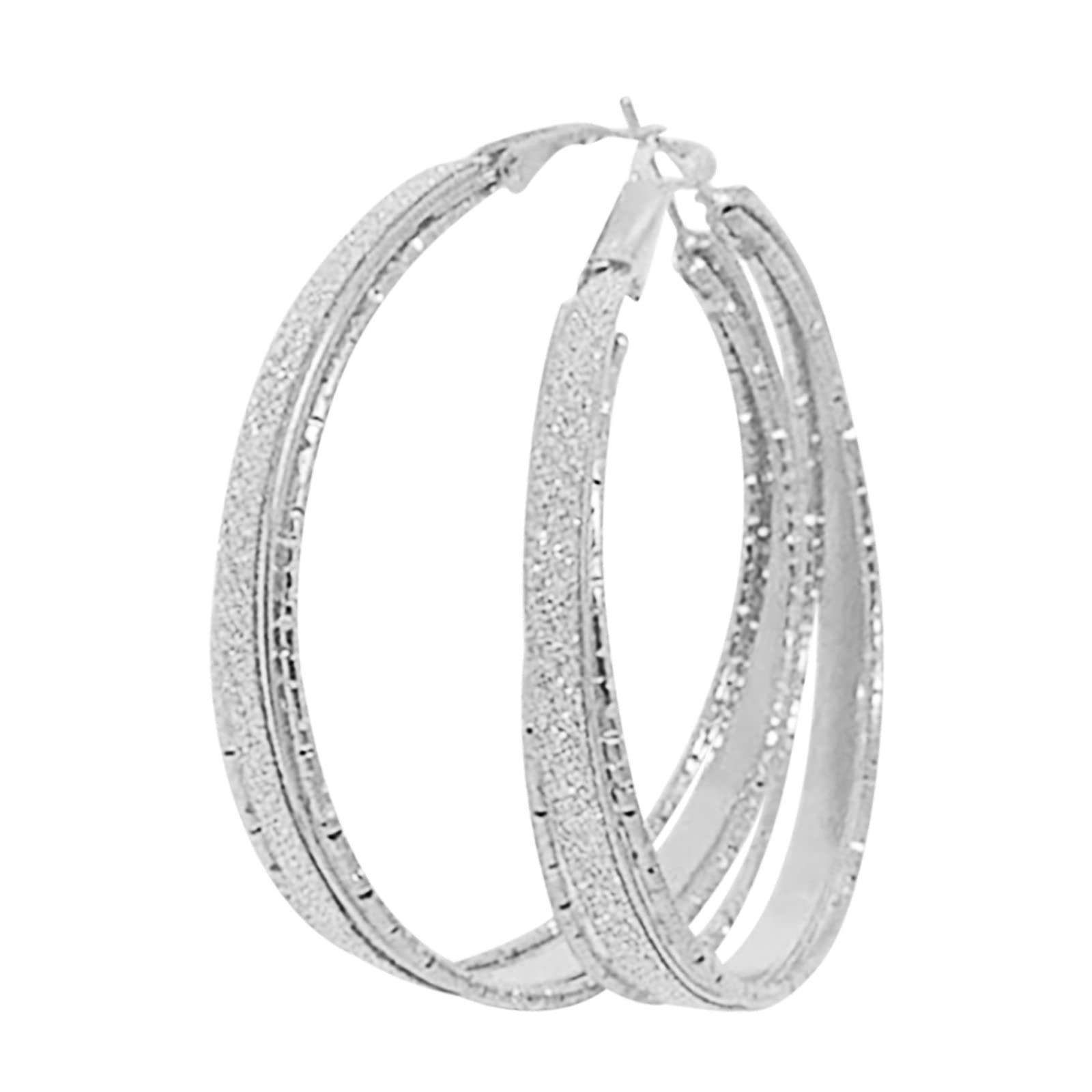 Vintage Large Circle Frosted Dangle Earrings - Elegant Rhinestone Hoop Earrings for Women | Wedding, Party & Evening Wear Accessories