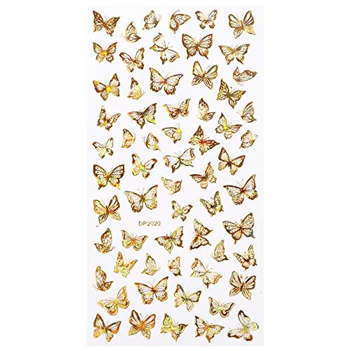 3D Butterfly Nail Stickers - Gold & Silver Foil Decals for Manicure & Nail Art, Perfect for Parties & Salons