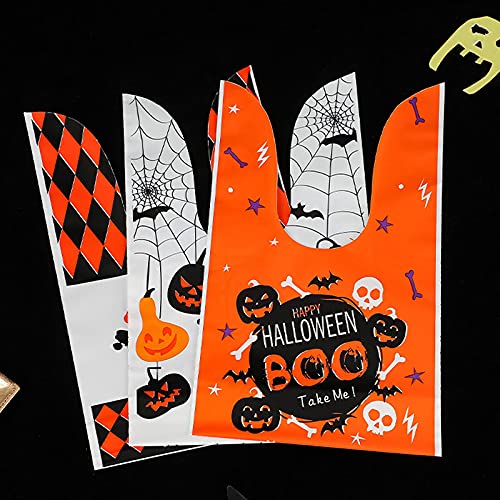 50 Pack Halloween Treat Bags with Bunny Ears - Orange Trick or Treat Candy Bags for Halloween Party Favors, School Events & Neighborhood Candy Distribution