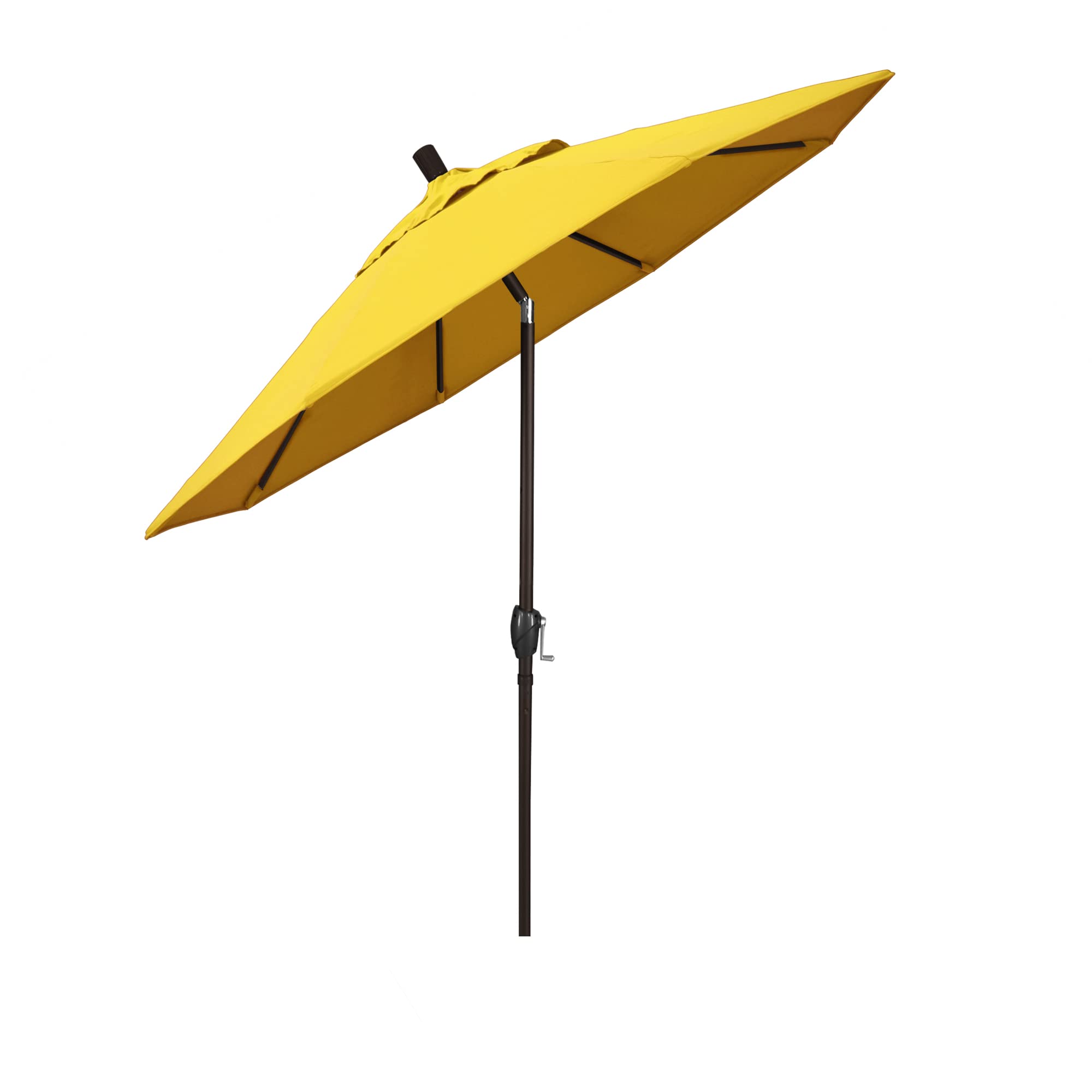 7.5' Round Aluminum Patio Umbrella with Crank Lift & Push Button Tilt - Bronze Pole & Olefin Lemon Canopy - Perfect for Outdoor Dining, Poolside Lounging, and Backyard Relaxation
