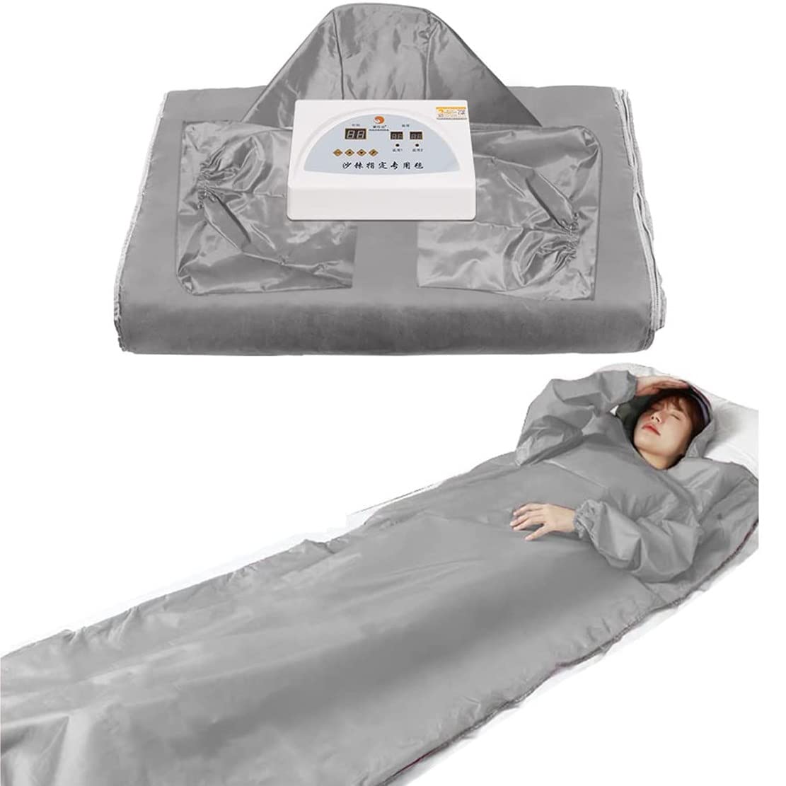 Far Infrared Sauna Blanket for Detox & Relaxation - Low EMF Portable Home Spa with Body Shaping & Anti-Aging Benefits | Perfect for Home Use, Weight Loss Therapy & Stress Relief (Silver)